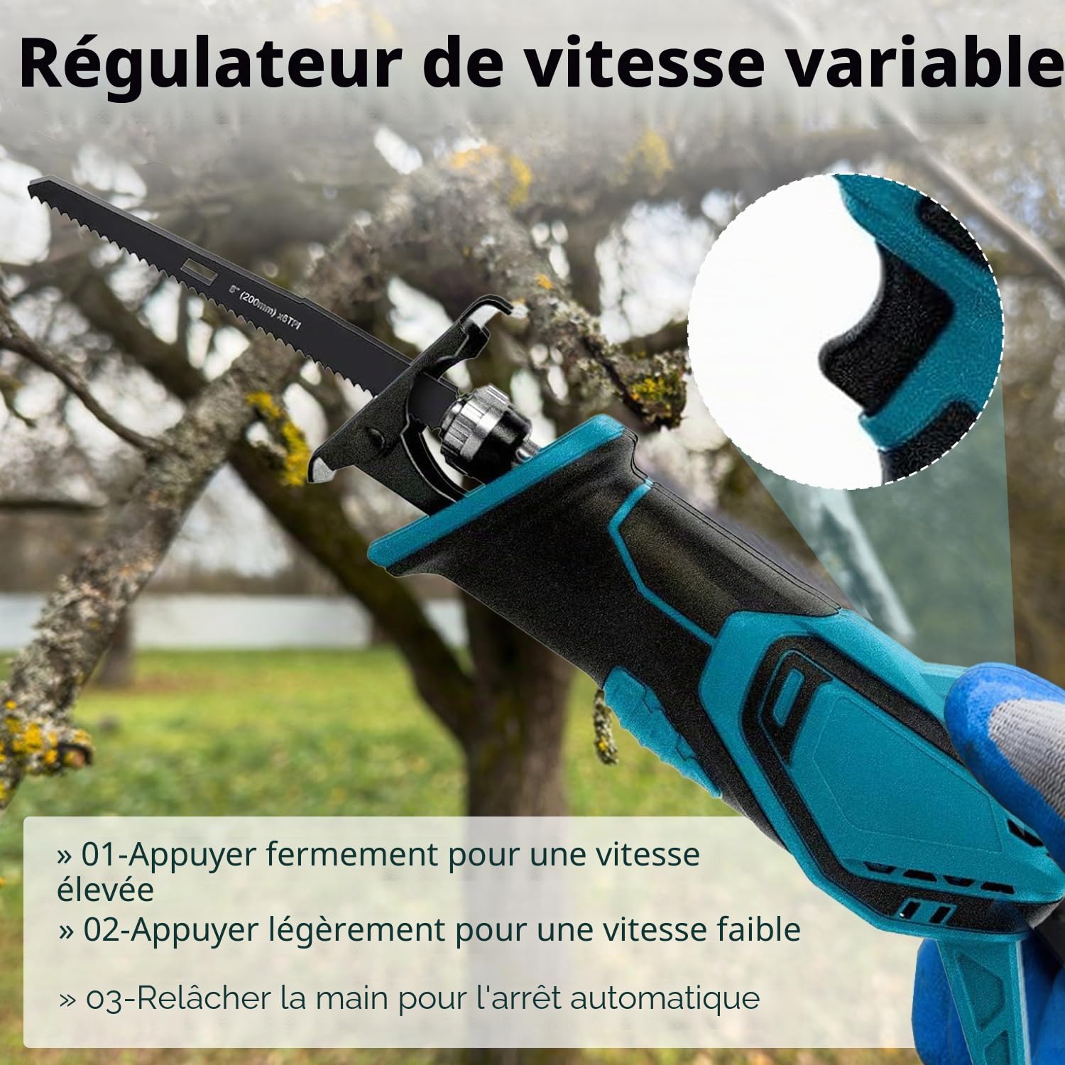 Scie sabre sans fil pour batterie Makita 18 V (sans batterie), scie alternative avec 4 lames, moteur sans balais 3500 SPM, scies sabres idéales pour les travaux de sciage du bois et de l'acier