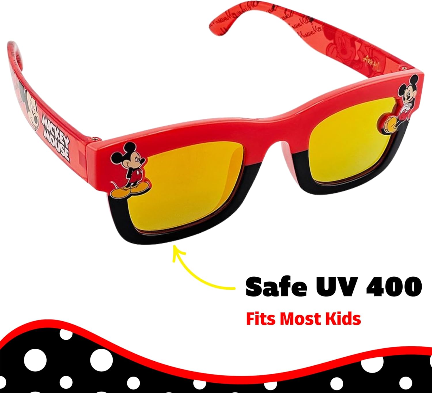 Arkaid Mickey Mouse Sunglasses with Case | Official Disney Accessory Set | Safe UV 400 Lenses with Zip Protective Case for Kids - Image 3