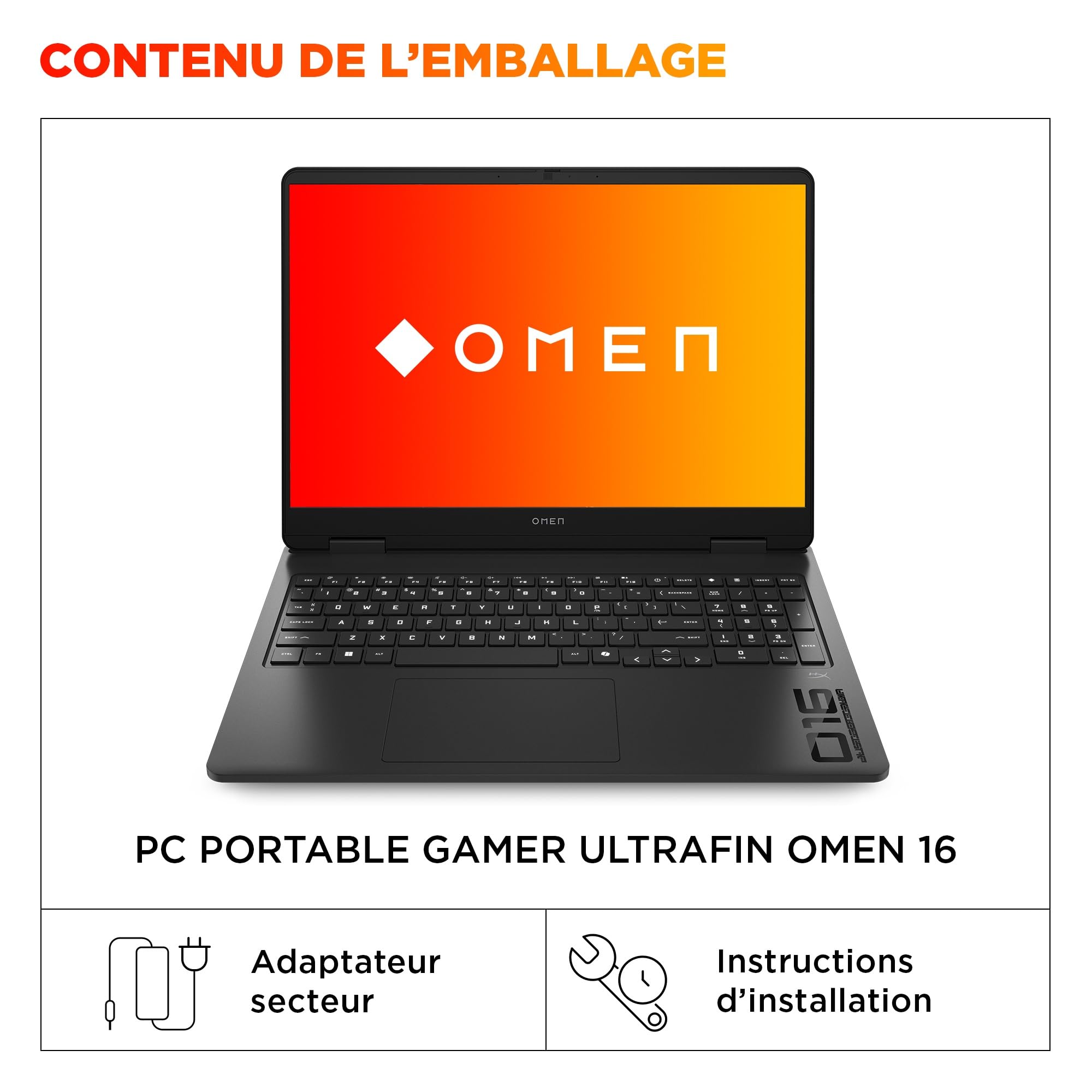 HP HyperX Omen 16-am1700sf Ordinateur Portable Gaming 16" 2.5K IPS, PC Portable Gamer (Intel Core i7-14650HX, RAM 24 Go, SSD 1024 Go, RTX 5070 Ti 12GB VRAM, Windows 11), Laptop Noir, AZERTY