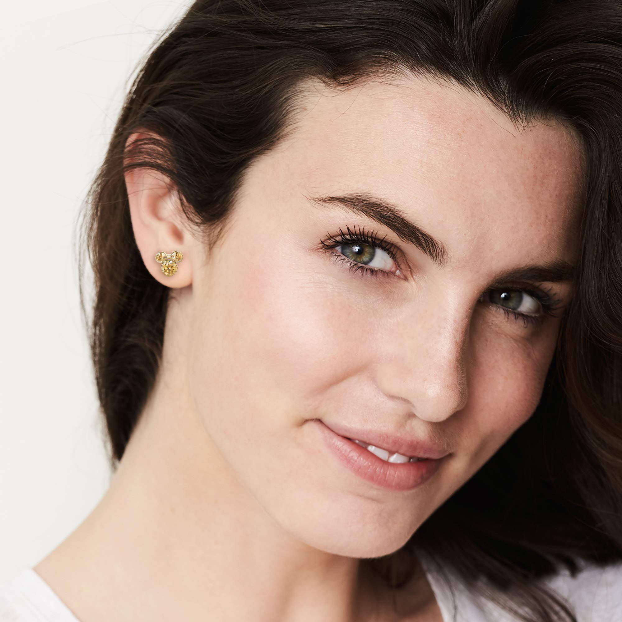 Disney Womens Minnie Mouse Birthstone Earrings - 10K Gold Disney Stud Earrings - Disney Jewelry for Women