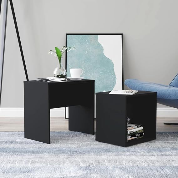 ZEYUAN Coffee Table Set Black 48x30x45 cm Engineered Wood,End Table,Tea Table,Couch Table