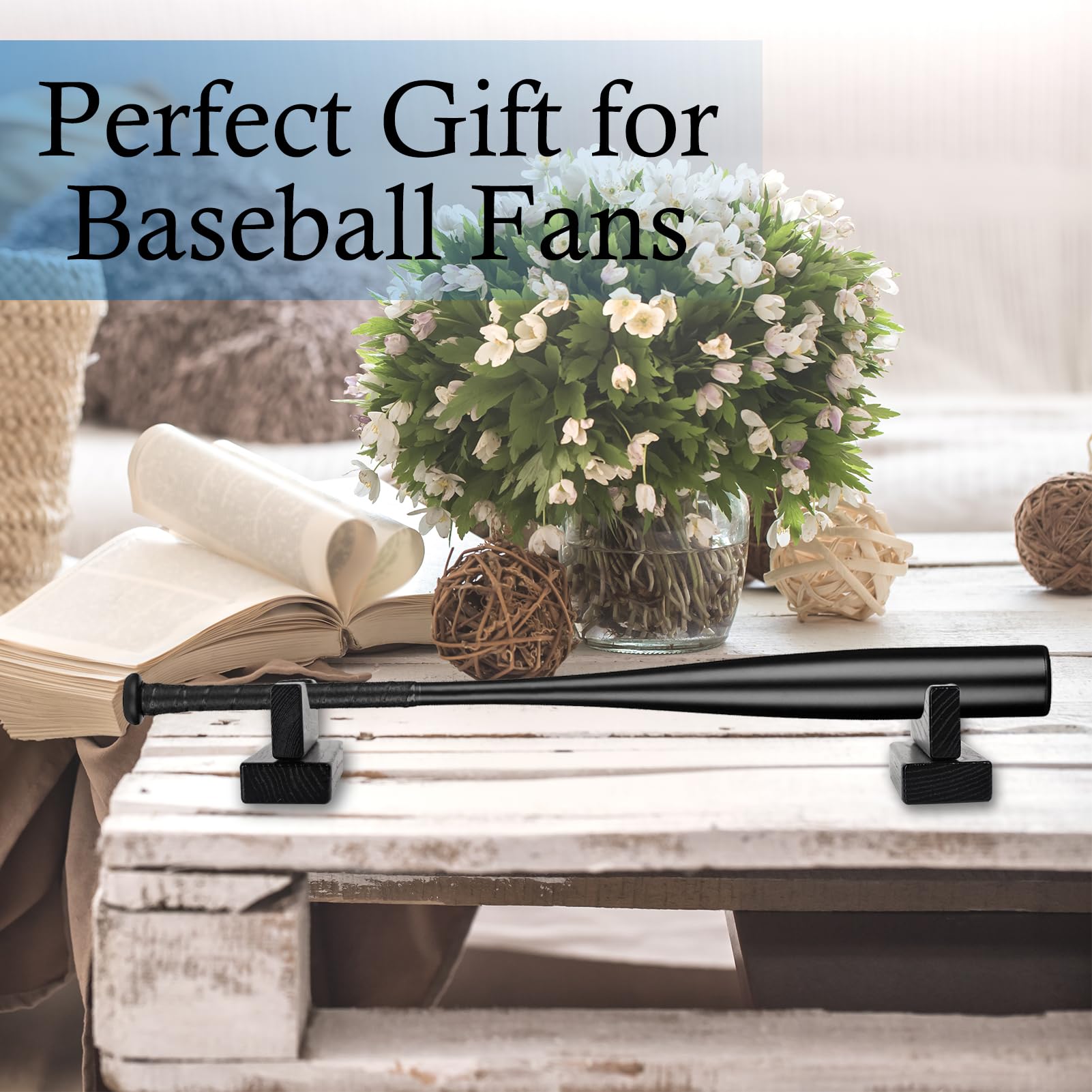 Espositore per mazze da baseball, in legno, colore: nero