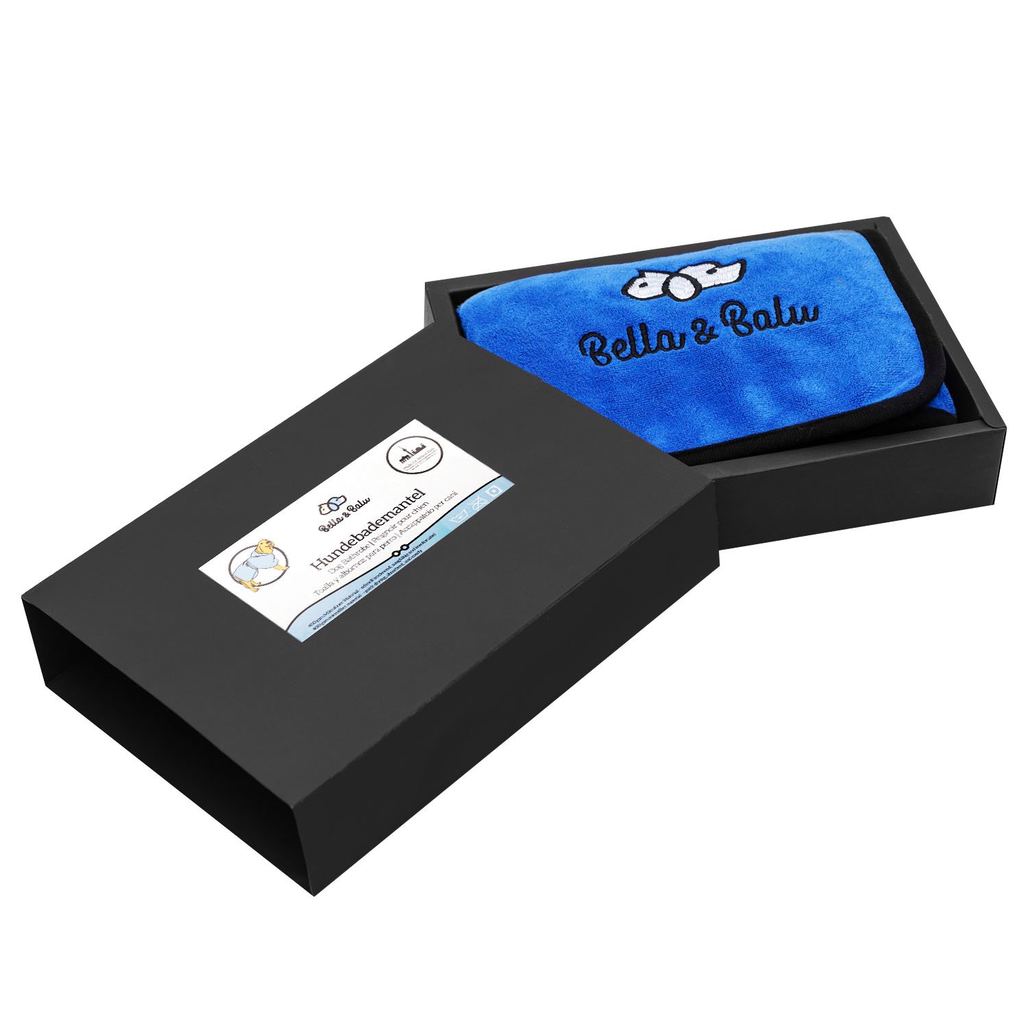 Bella & Balu Accappatoio per cani (S Blu) - Accappatoio per cani in microfibra con cappuccio e cintura regolabile per asciugare il cane dopo il bagno, in spiaggia o dopo la pioggia