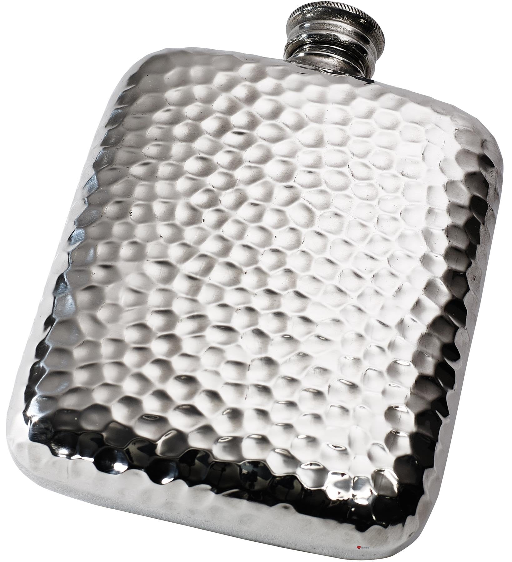 I Luv Ltd Men's Silver Pocket Hip Flask 4Oz Pewter With Hammered Polished Finish Screw Top Hip Flasks For