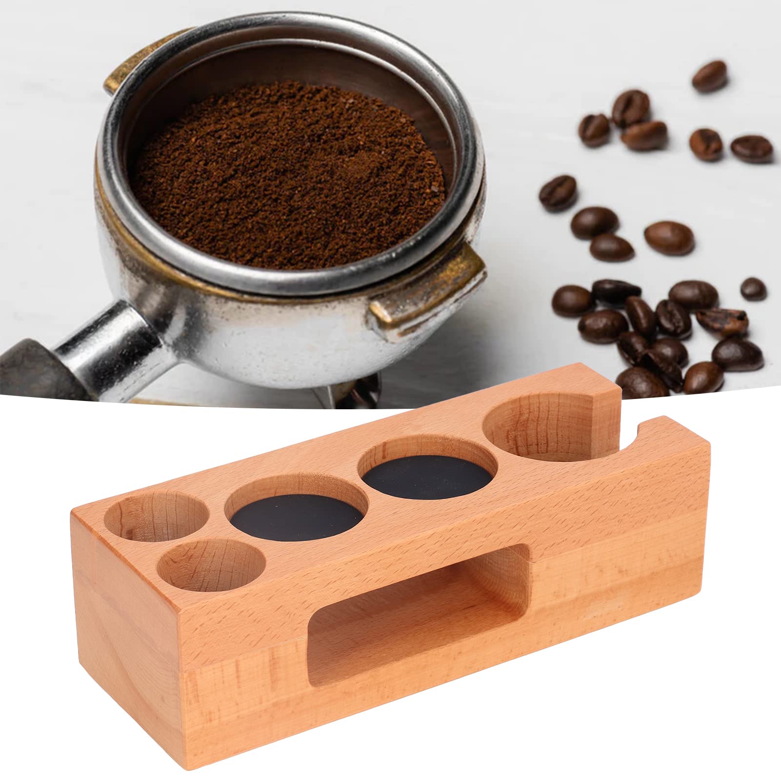 Naroote Supporto in Legno per Tamper da Caffè con Design Scanalato