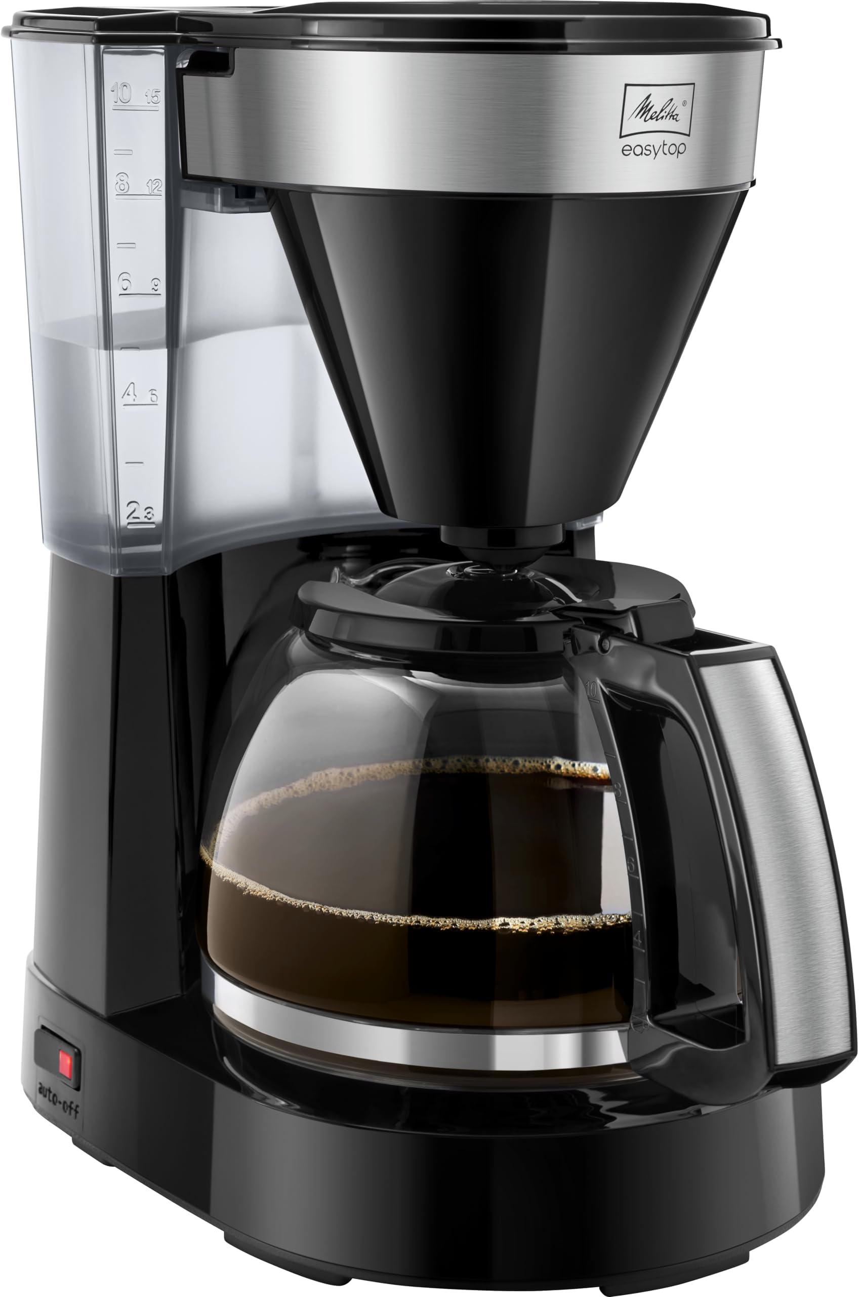 Melitta Filter Coffee Machine with Glass Jug, Easy Top II Model, 1023-04, Black/Brushed Steel, 6762889