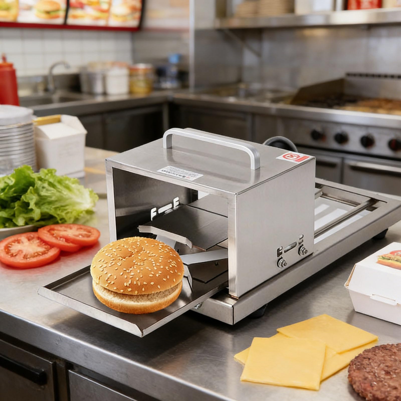 Cortador manual de pan de acero inoxidable, 4 ajustes de grosor, cortador de hamburguesas comercial sin electricidad para uso doméstico y cocina