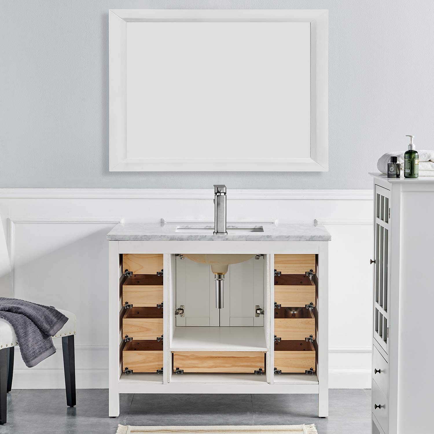 Eviva Hampton 36 x 18 inch White Transitional Bathroom Vanity with ...