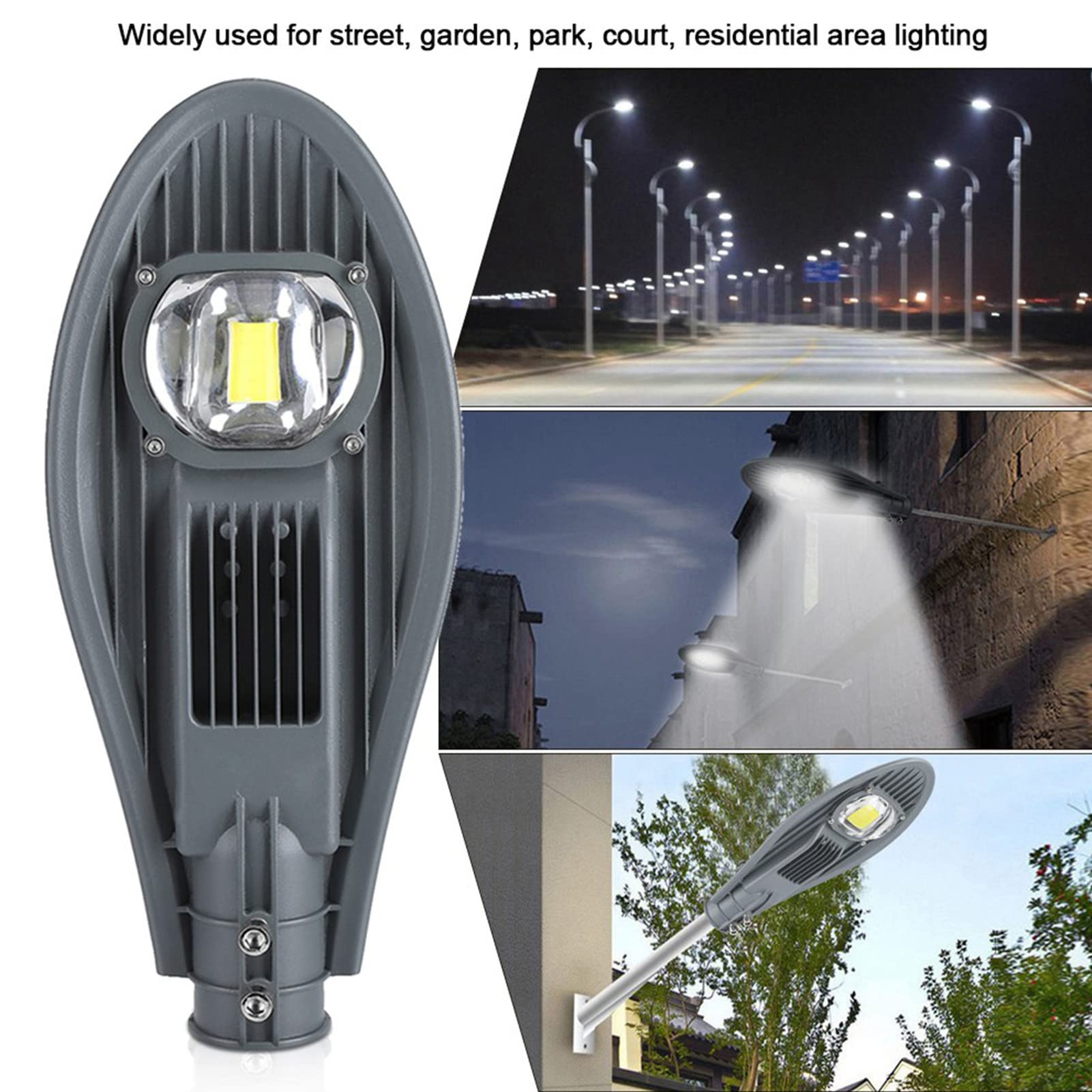 Lampione Stradale a LED Ad Alta luminosità, IP65 Impermeabile, Lunga Durata della Lampadina, Adatto per Illuminazione di Cortili, Strade, Parchi e Giardini con Eccellente (Bianco