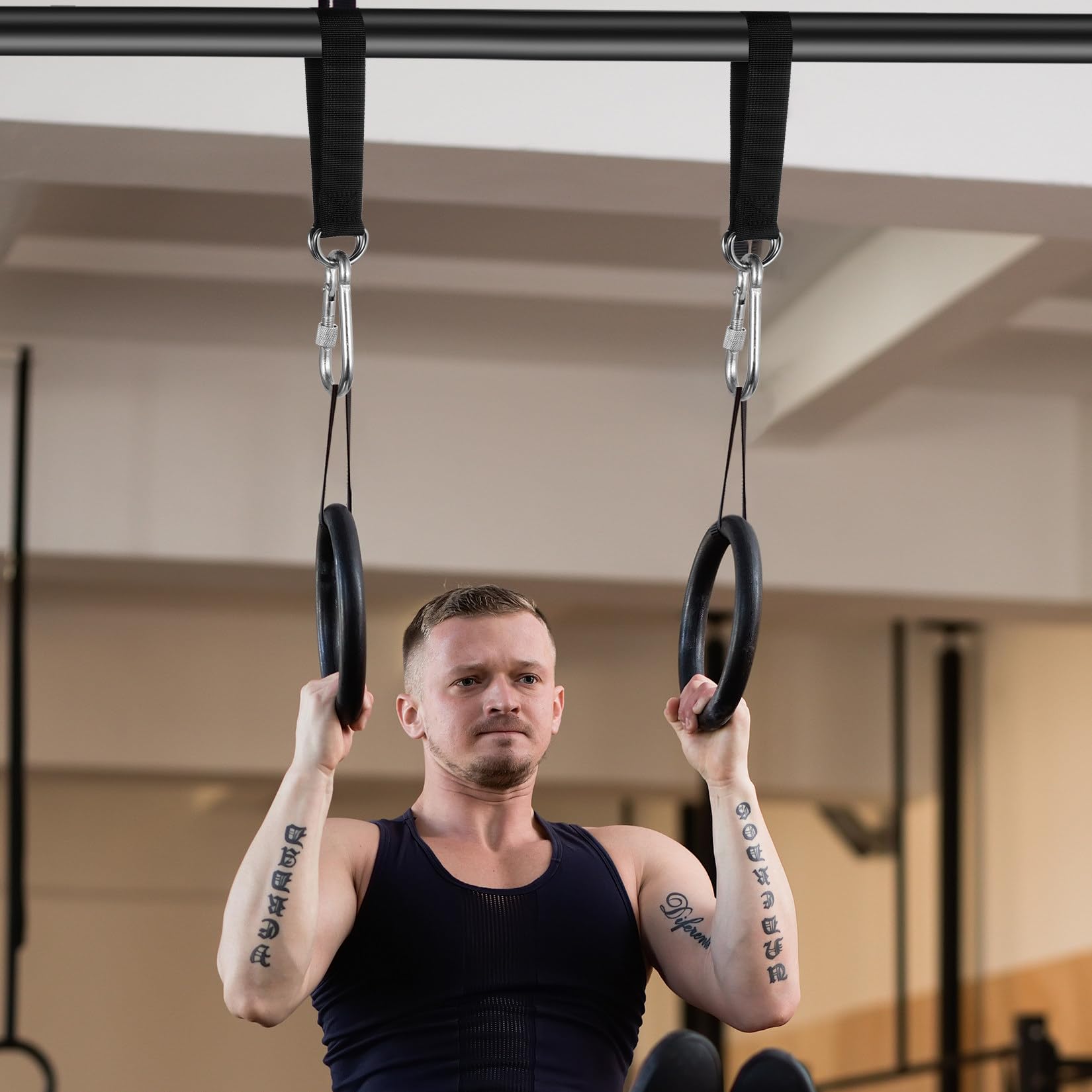 4 Set di Correas de Hamacas, 30,5 cm Kit de Correas de Columpios de Árbol Hamacas, Cinturón de Suspensión de Hamaca Correas de Árbol Sillas Camping, con 4 Mosquetón y Anillos en D, Soporta 100 kg