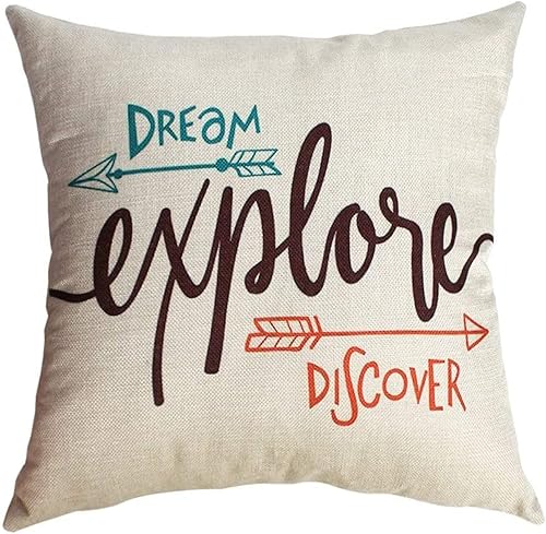 Miniatura 3 de Juego de 2 fundas de cojín con diseño de flechas, fundas de almohada cuadradas decorativas para el hogar de 20 x 20 pulgadas (aventura espera, sueño