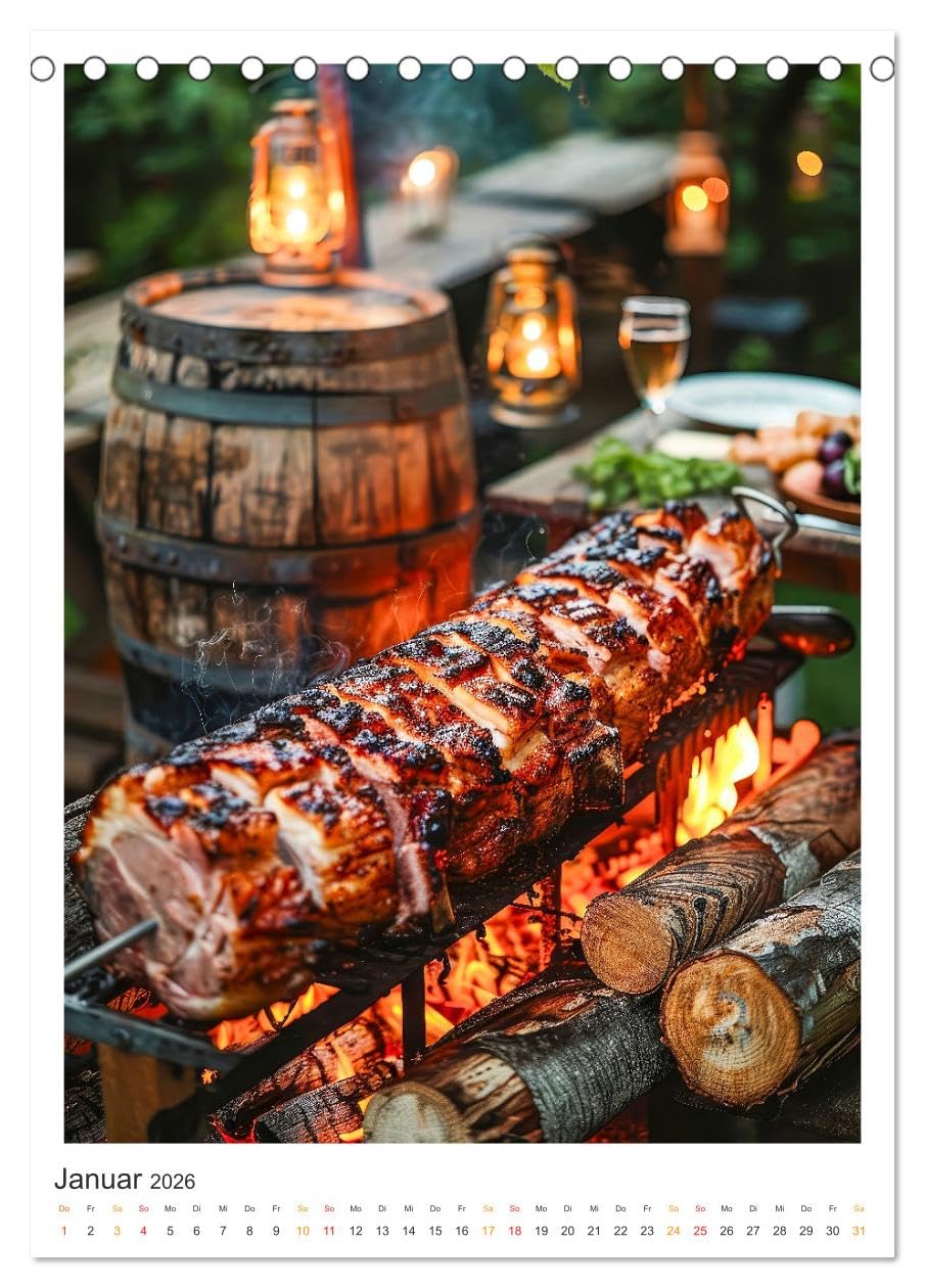 Food BBQ - Deftiges aus der Gourmet-Küche (Tischkalender 2026 DIN A5 hoch), CALVENDO Monatskalender: Grillen - ein Hochgenuss für alle Feinschmecker.