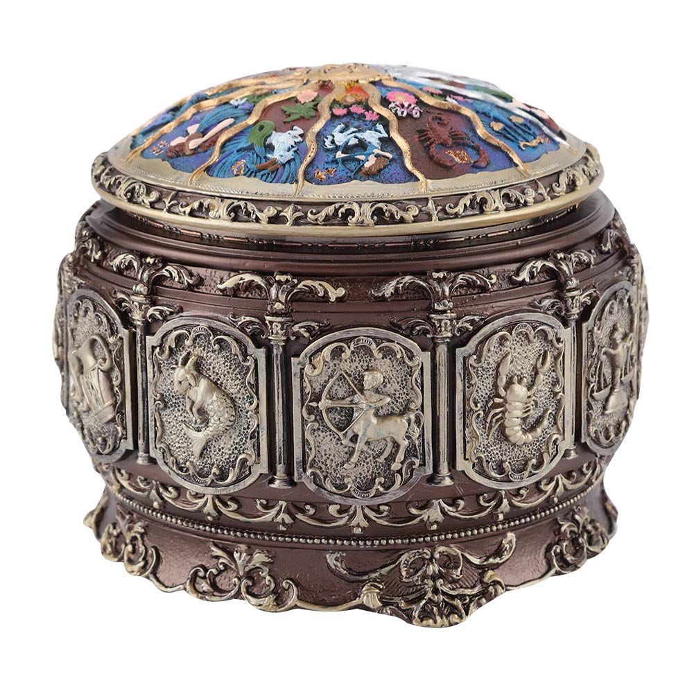 Greensen Scatola Musicale Vintage con Dea Rotante e Luci LED Suona la Melodia de Il Castello nel Cielo per Regali Collezionisti Bambini Adulti (Toro)