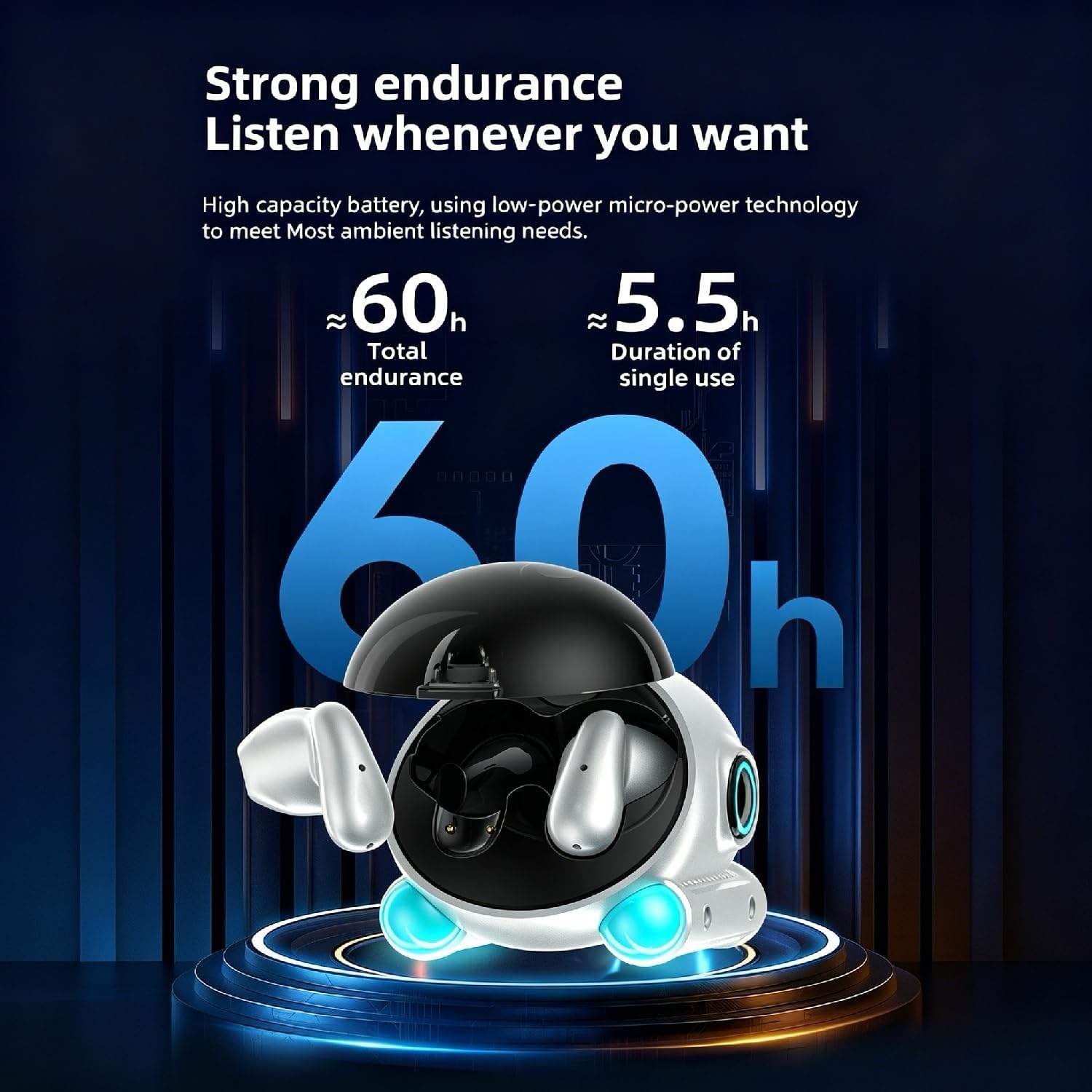 Novelty Wireless Earbuds, Cute Mini Submarine Ear Buds, Bluetooth 5.0 image 3