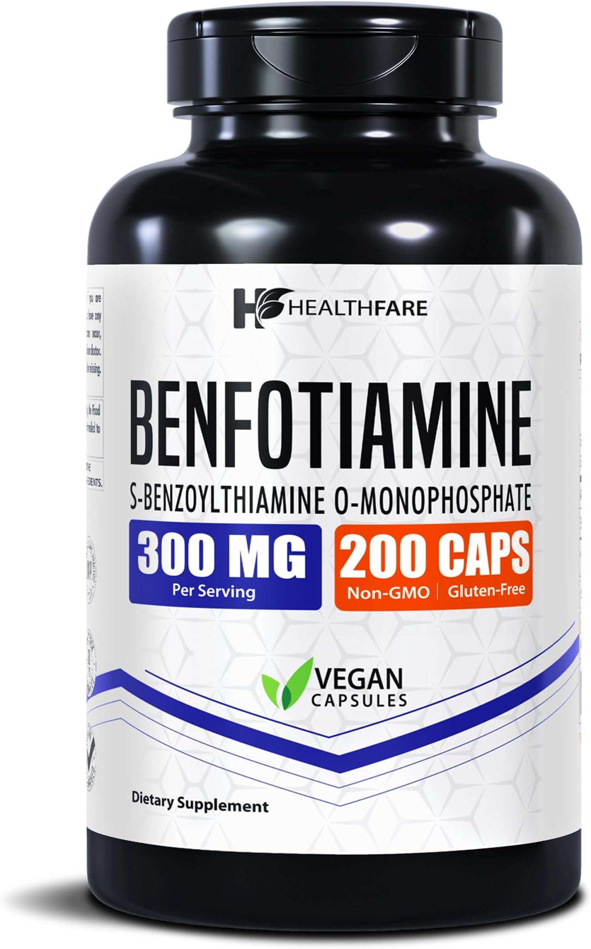 Healthfare Benfotiamine 300mg | 200 Capsules | Fat Soluble Thiamine Vitamin B1 | Supports Overall Health | Non-GMO | Gluten Free