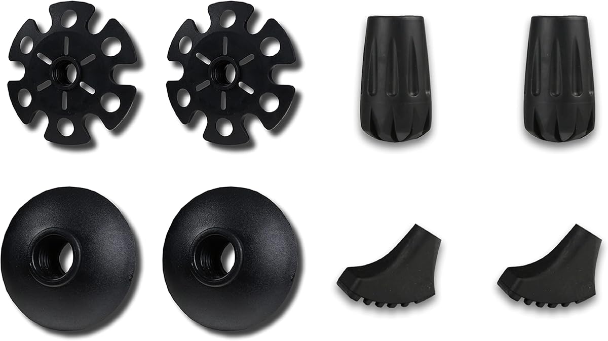 Juego de puntas y cestas de bastón de trekking TREKOLOGY - Accesorios de repuesto de goma para bastones y bastones de senderismo