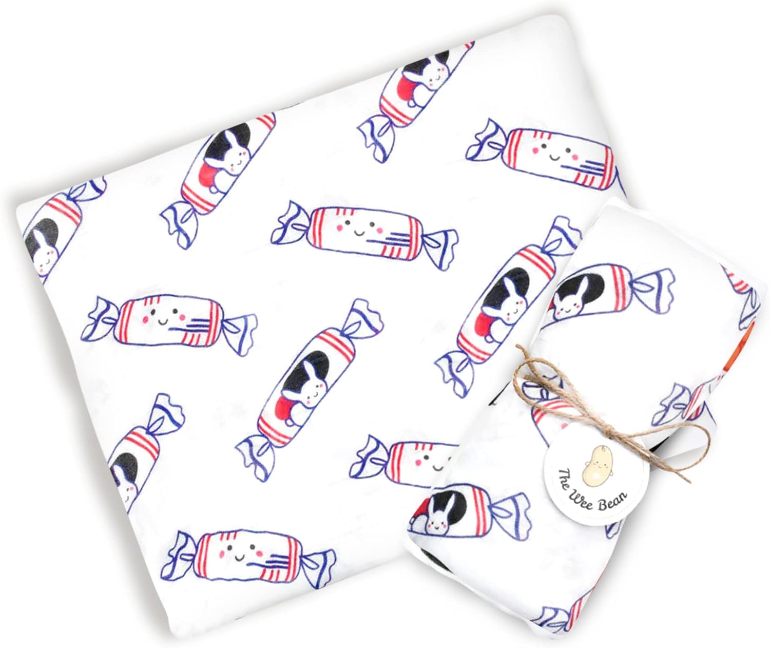 The Wee Bean Organic Cotton and Bamboo Rayon Muslin Swaddle Blankets, Set of X (Bunny Candy)