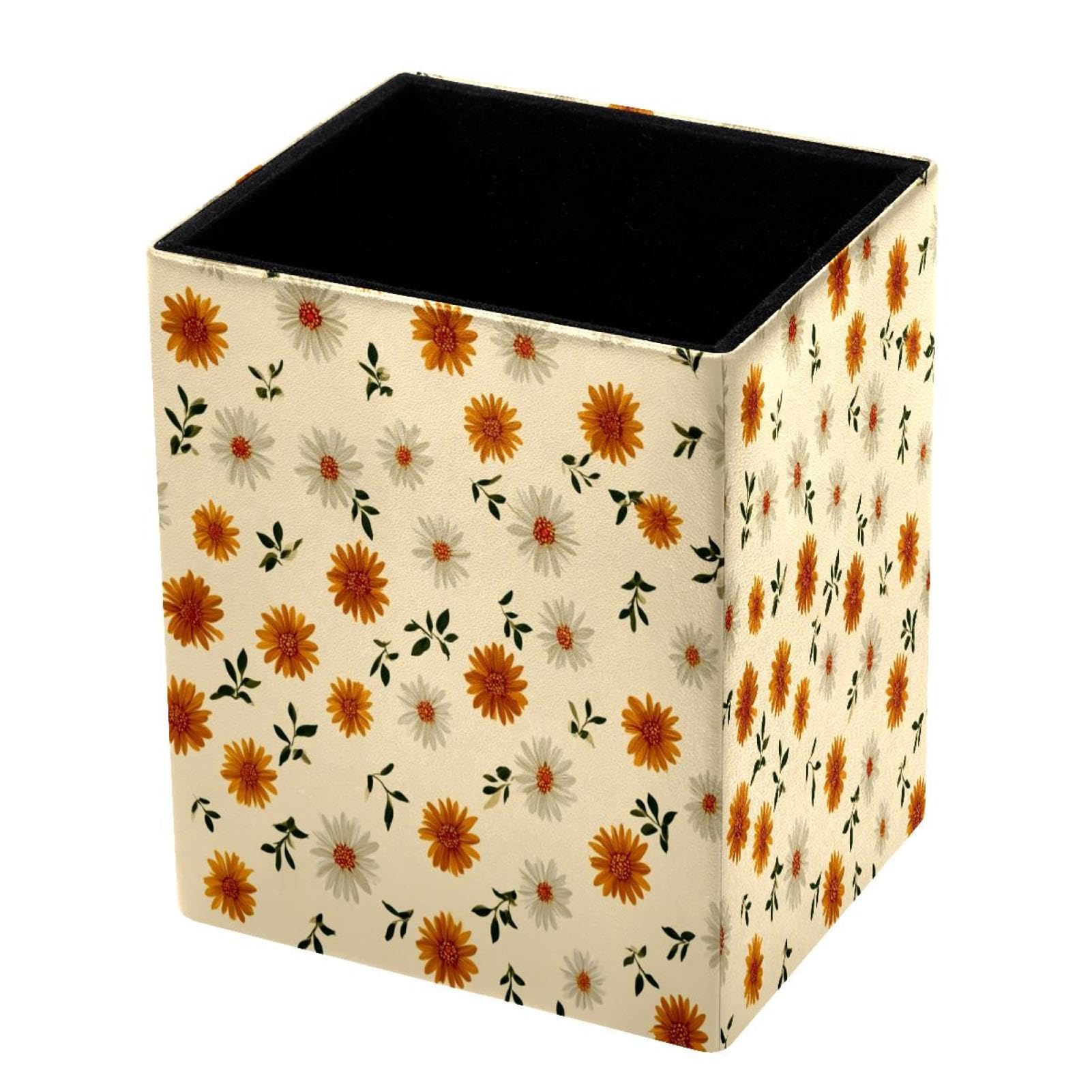 DragonBtu Desktop Pencil Holder, Daisy Rectangular Pencil Cup, Pencil Storage Bag Office Desk Supplies Case for School, Kids