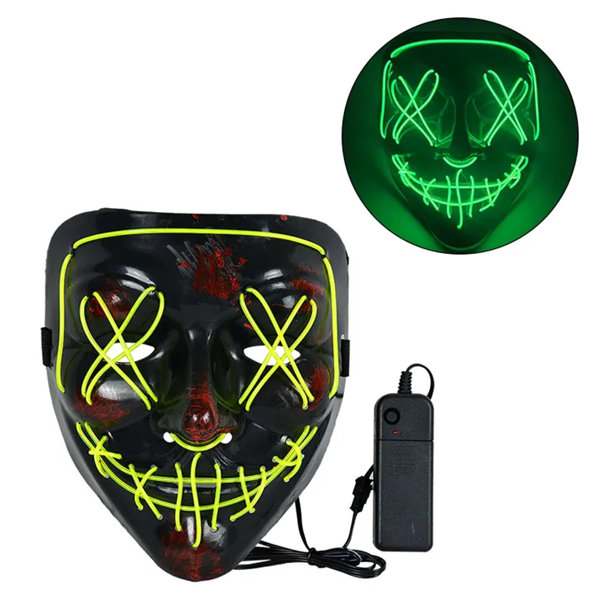 AUGEN Halloween Mask, Scary Led Costume Mask, Masquerade Cosplay Light Up Face Mask for Men Women Kids, No UV Damage, Party Hit Clown Mask for Adults (Green) (B0CR6KW4LP) Amazon Price History, Amazon Price Tracker