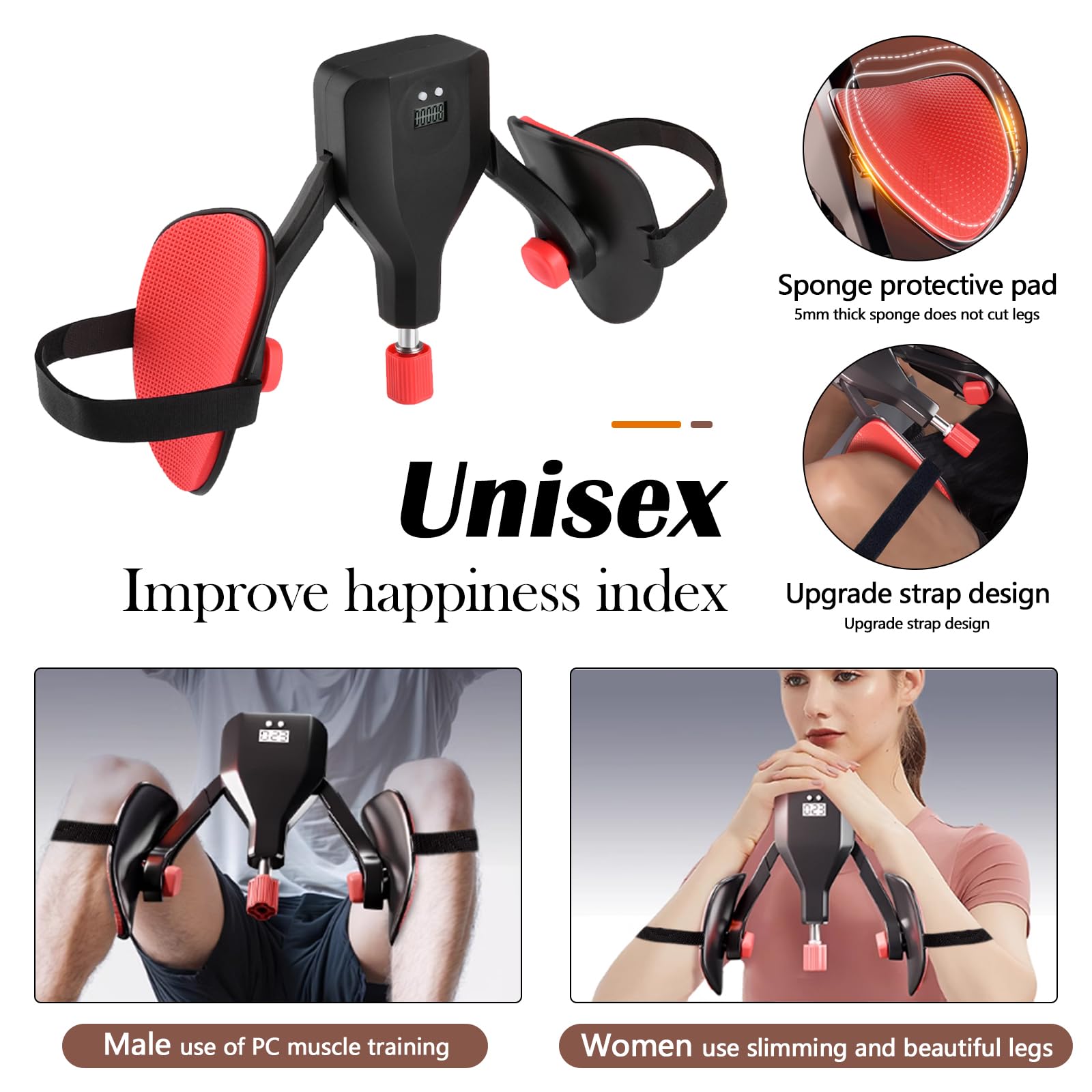 Upgrade Oberschenkeltrainer & Beckenbodentrainer – Verstellbar, Mit Gradanzeige – Für Damen & Herren, Für Beine, Po & Becken