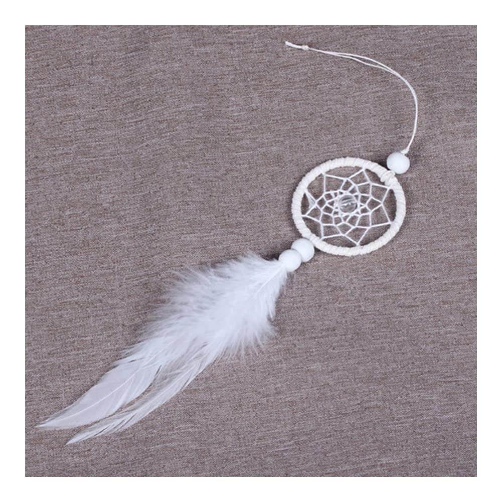 Atrapasueños de plumas blancas para decoración de paredes y coche