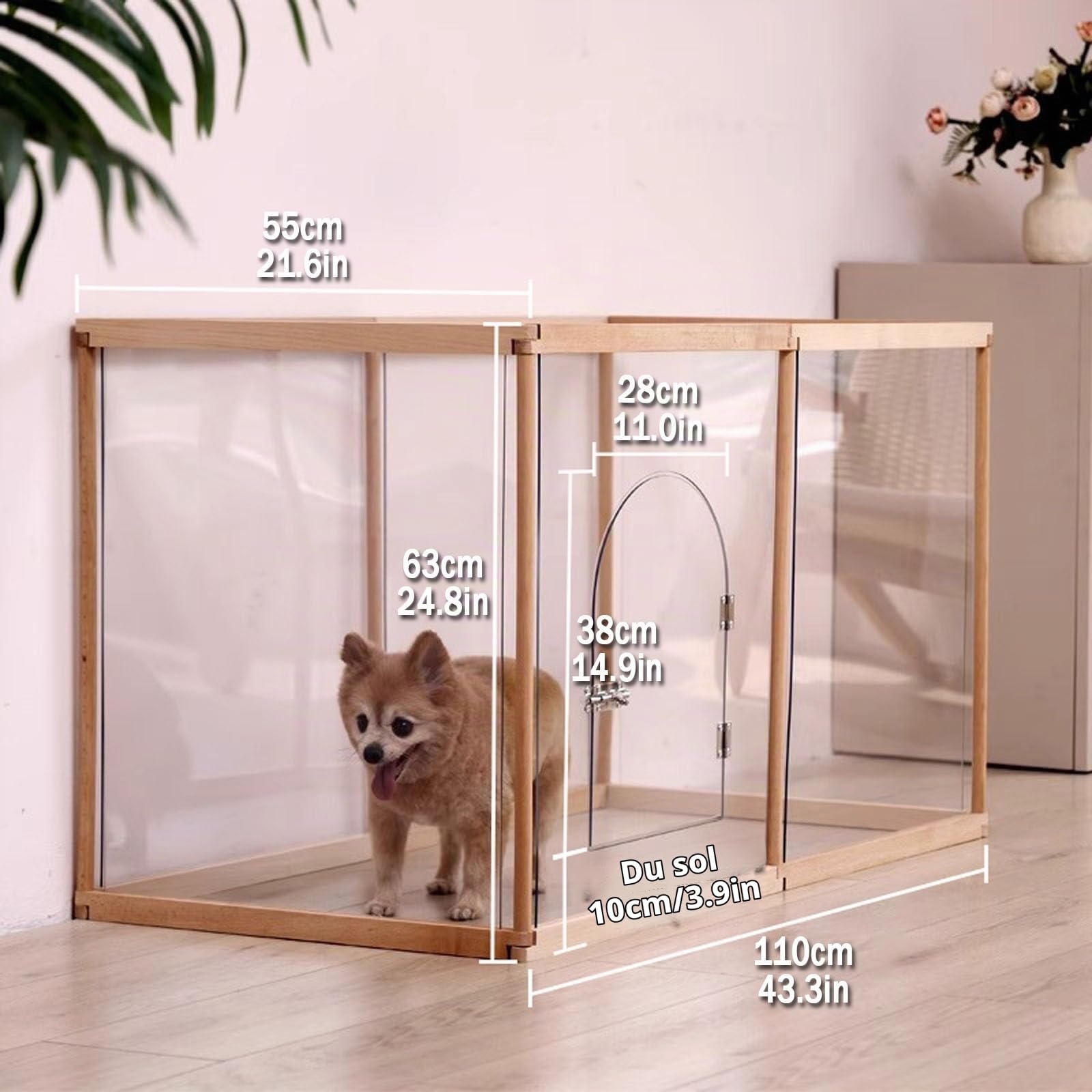Enclos Lapin Intérieur Modulable,Parc for Animaux avec Porte,Grand Enclos for Chien en Acrylique,Parc pour Chien ，pour Chat Parc Chiot Cage for Chien Cage Lapin(Small Door,6 Pieces)