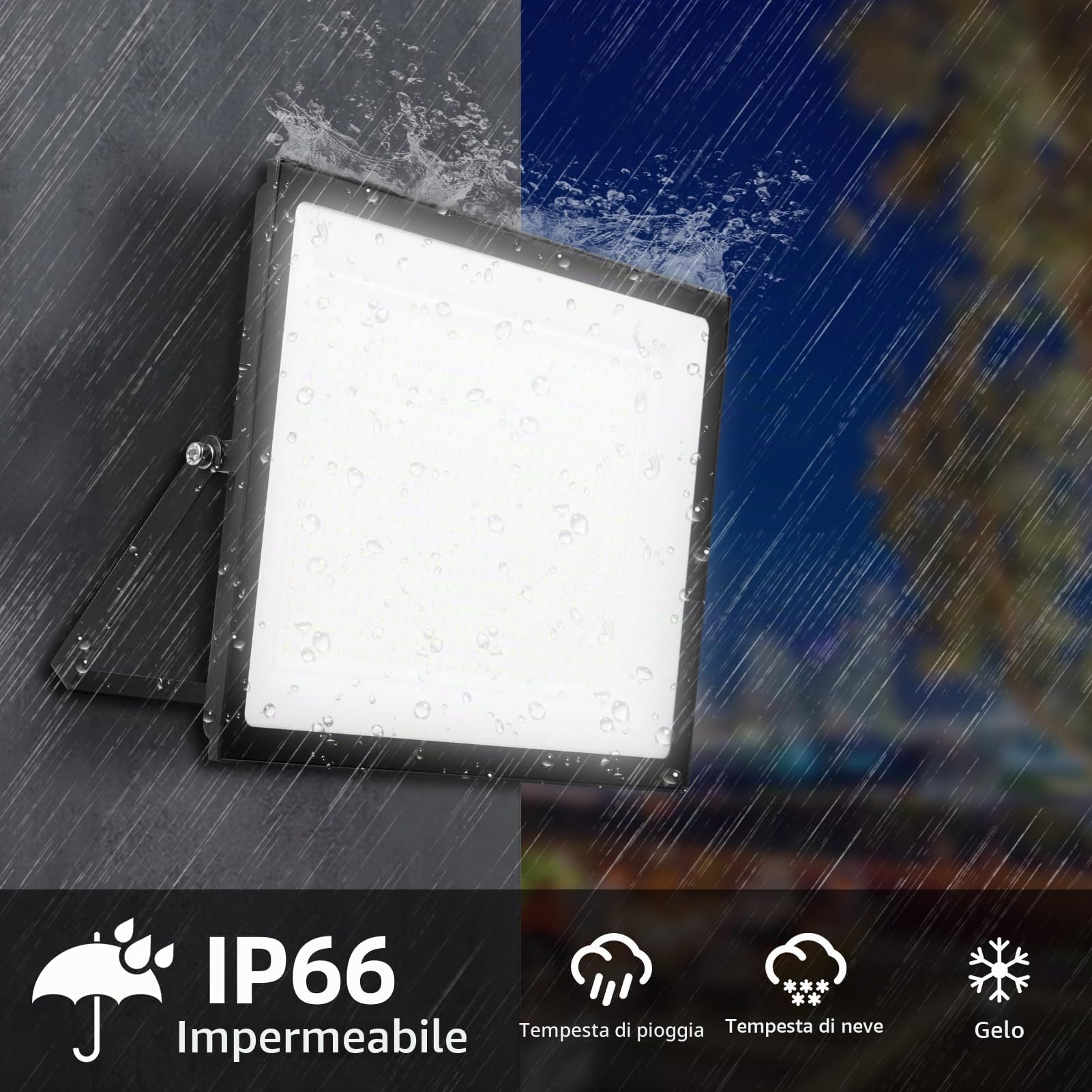 faro led esterno 500w, proiettore, illuminazione di sicurezza LED da esterno 6500K, IP66, illuminazione bianca diurna per magazzino, parco giochi, cortile e parco (500W, 6500K)