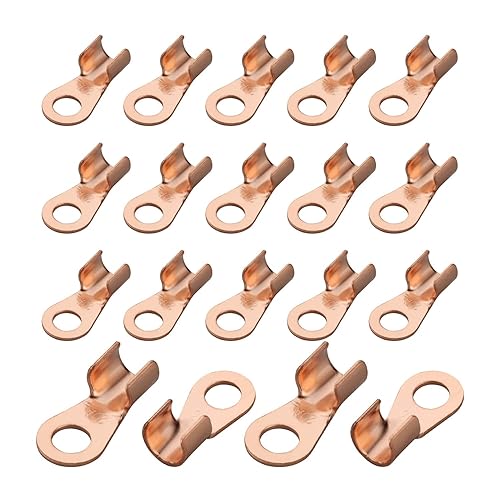 Fielect 20pcs de alambre de cobre terminales de cable de batería extremos ojetes anillo de engarzado terminales conectores perno agujero OT-20A