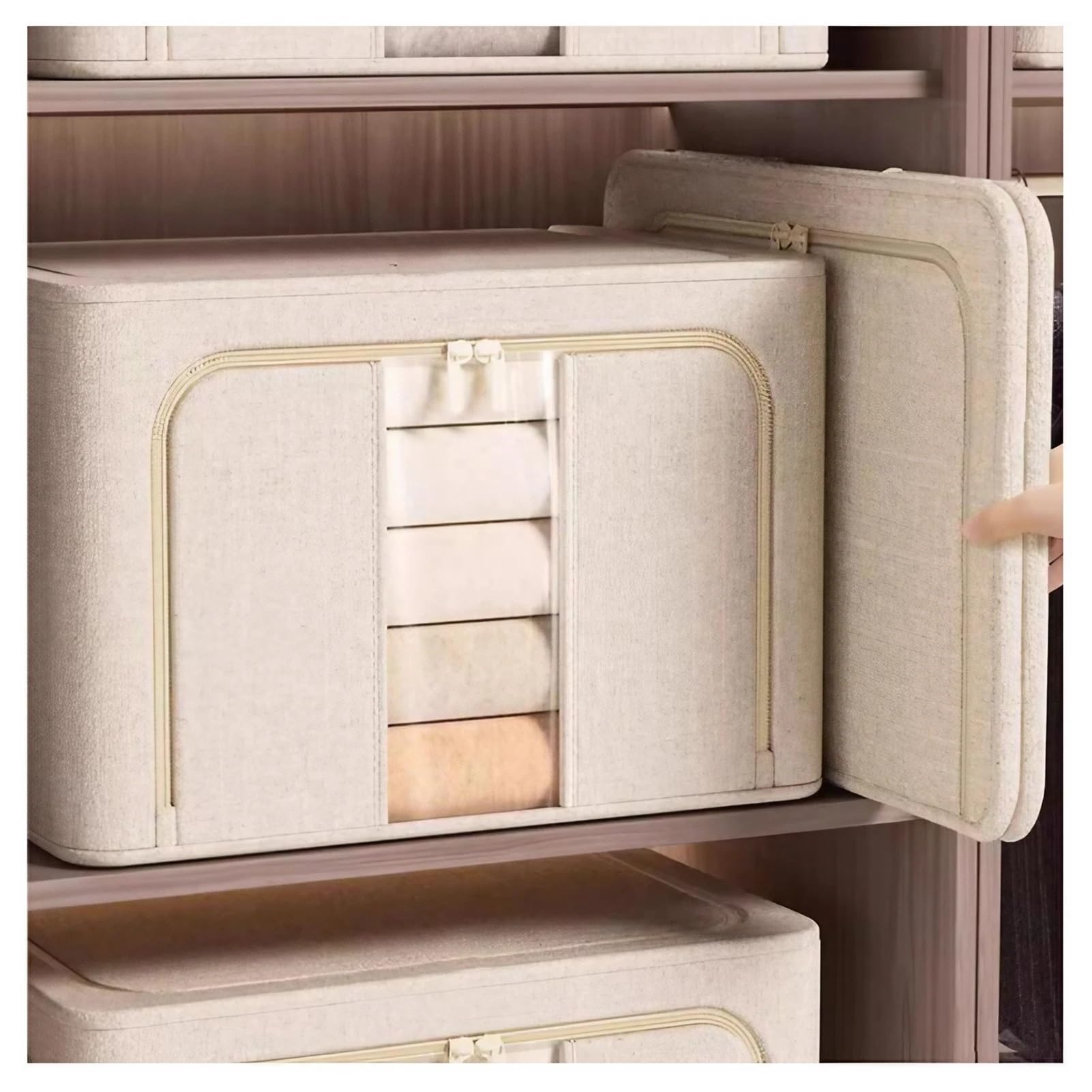 Aufbewahrungstasche für Kleidung Faltbar, Kleiderbox mit Deckel Wasserdicht, Organizer aus Stoff für Kleiderschrank, Aufbewahrungsbox für Bettwäsche(60 x 42 x 40 cm)