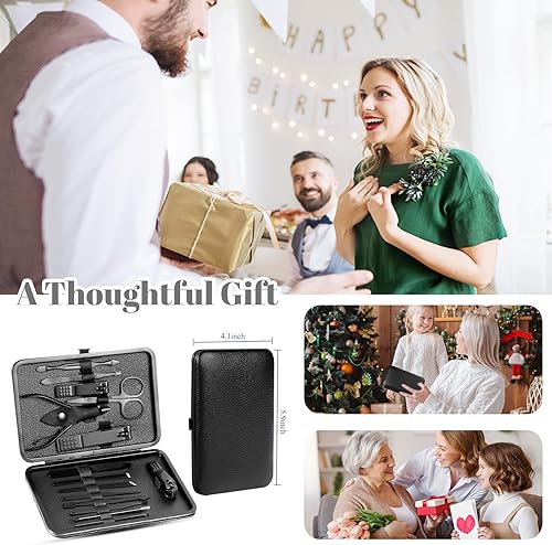 Miniatura 7 de Kit de manicura y pedicura para cortar uñas, tijeras Vibrissac de 5 piezas, las mejores herramientas de cuidado para hombres y mujeres con estuche