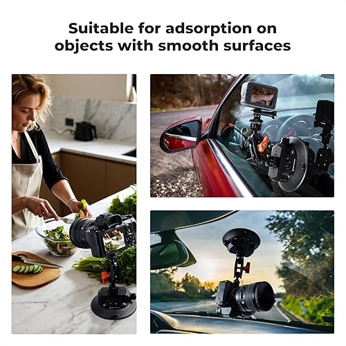 Miniatura 2 de K&F CONCEPT Soporte de cámara con ventosa de 4.5 pulgadas con brazo mágico, roscas ARRI estilo 14 pulgadas 38 pulgadas, soporte de automóvil de