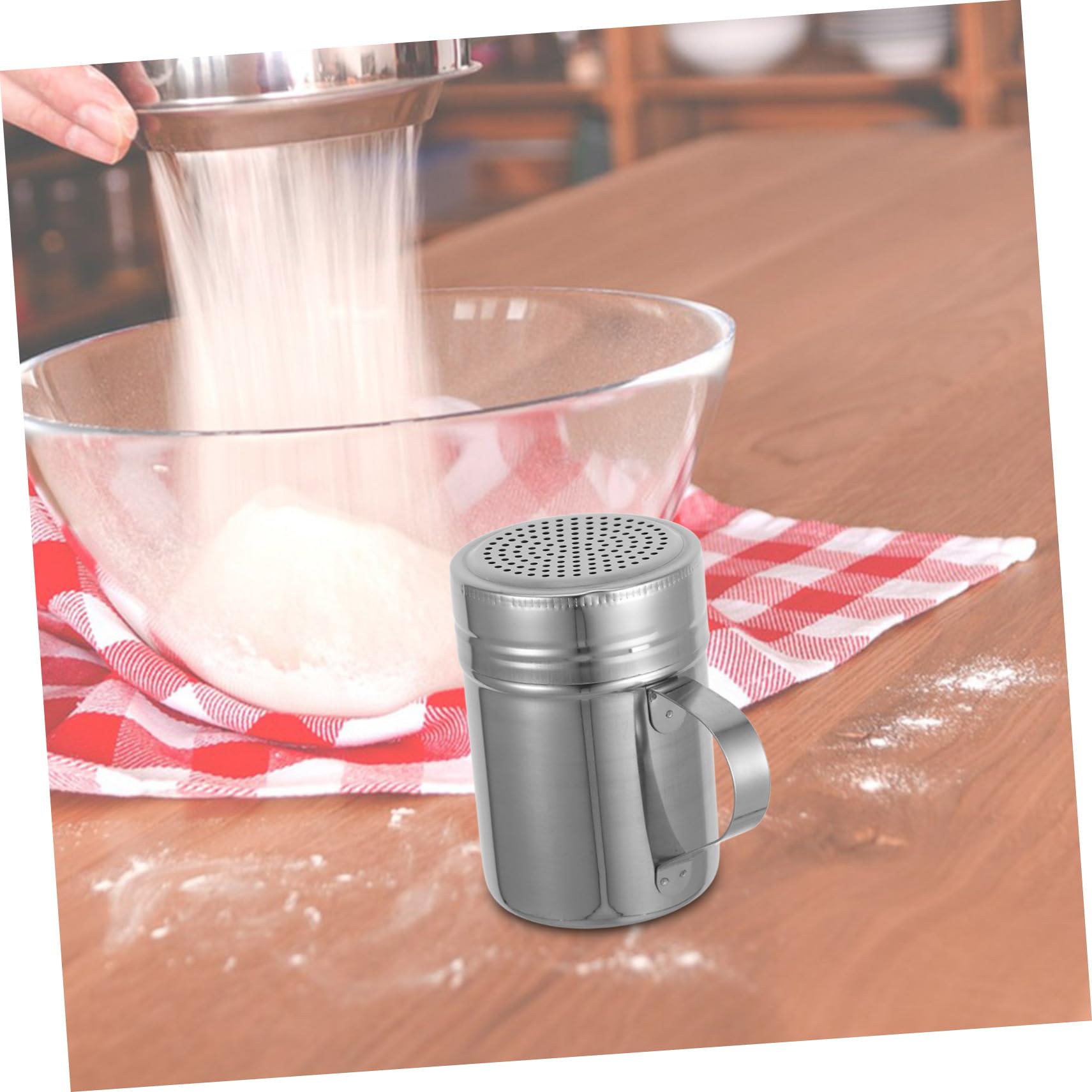 Ciieeo Edelstahlbehälter Zum Bestäuben Für Puderzucker Mehl Salz Gewürze Und Reismehl Mit Griff Für Einfache Kontrolle Und Aufbewahrung Küche, Haushalt & Wohnen