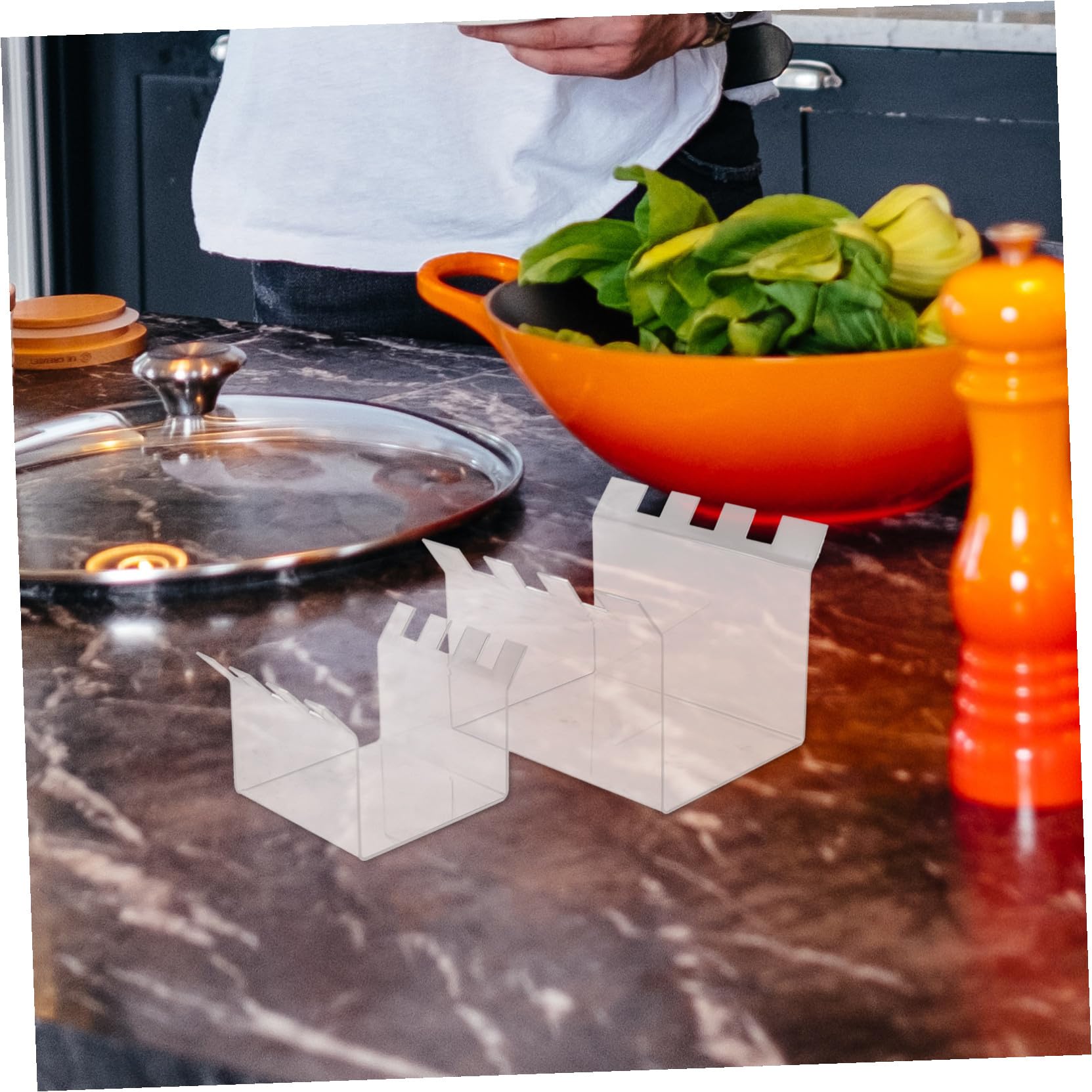 LABRIMP Supporto, in Pezzi Acrilico Alimentari Sacchetti per 2 Rack | Preparazione in Cucina, Base Piatta Seghettata, Sostegno Stabile per Conservazione e Congelamento