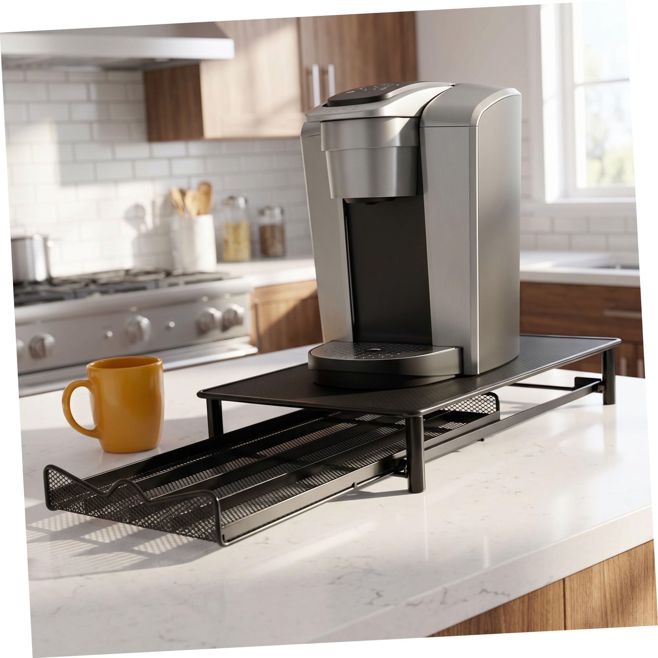 BETOOKY Caja de Metal Cajón Extraíble, Capacidad para 40 Cápsulas, Diseño Portátil Anti Óxido para Cápsulas de Café Adecuado para Cocina y Escritorio
