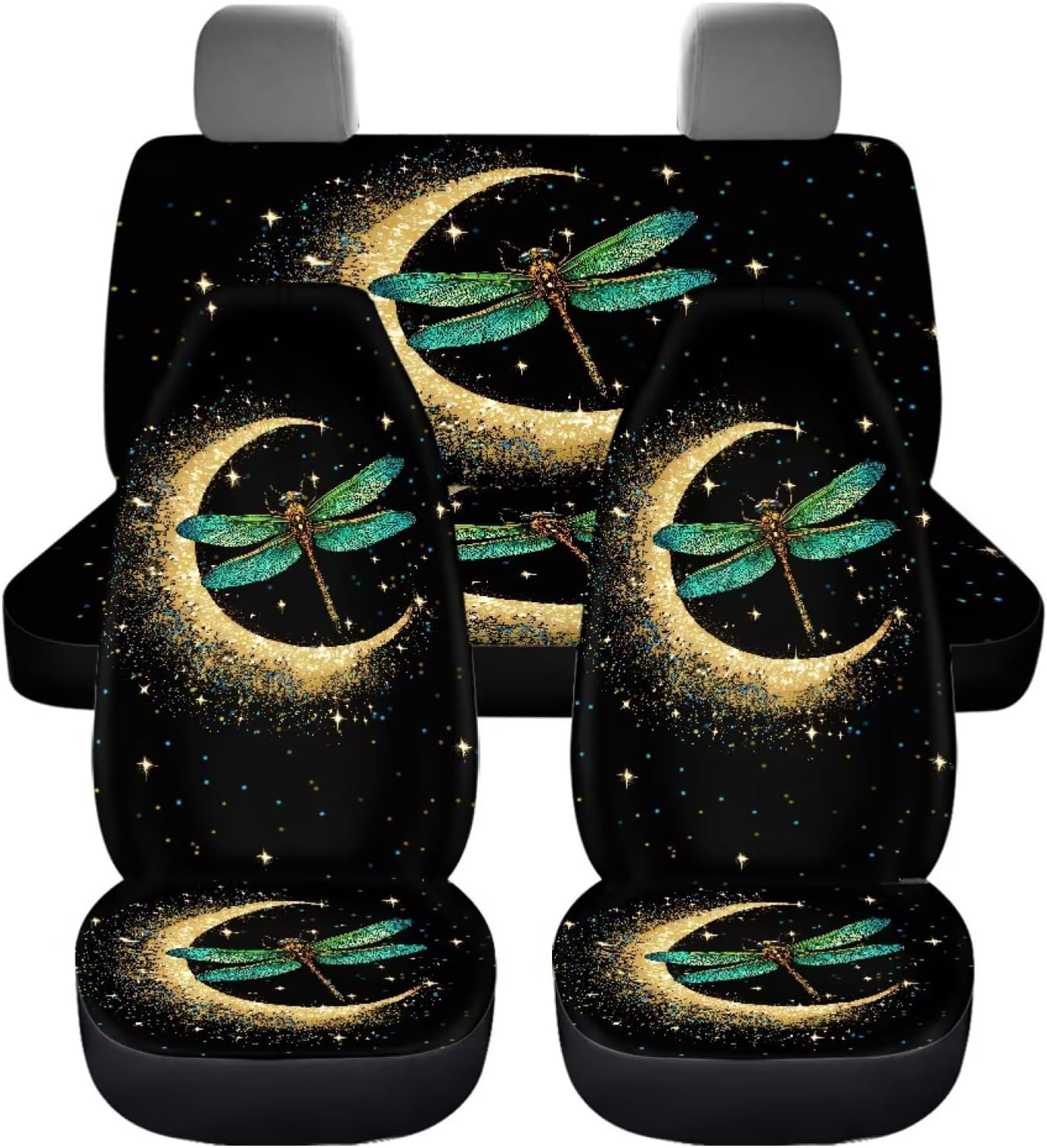 Mushroom Car Accessories Full Set 4 Pcs Auto Interior Accessories for Women Non Slip Seat Covers for Cars Cute Auto Front Rear Seat Protector Full Set Fit for Car Truck