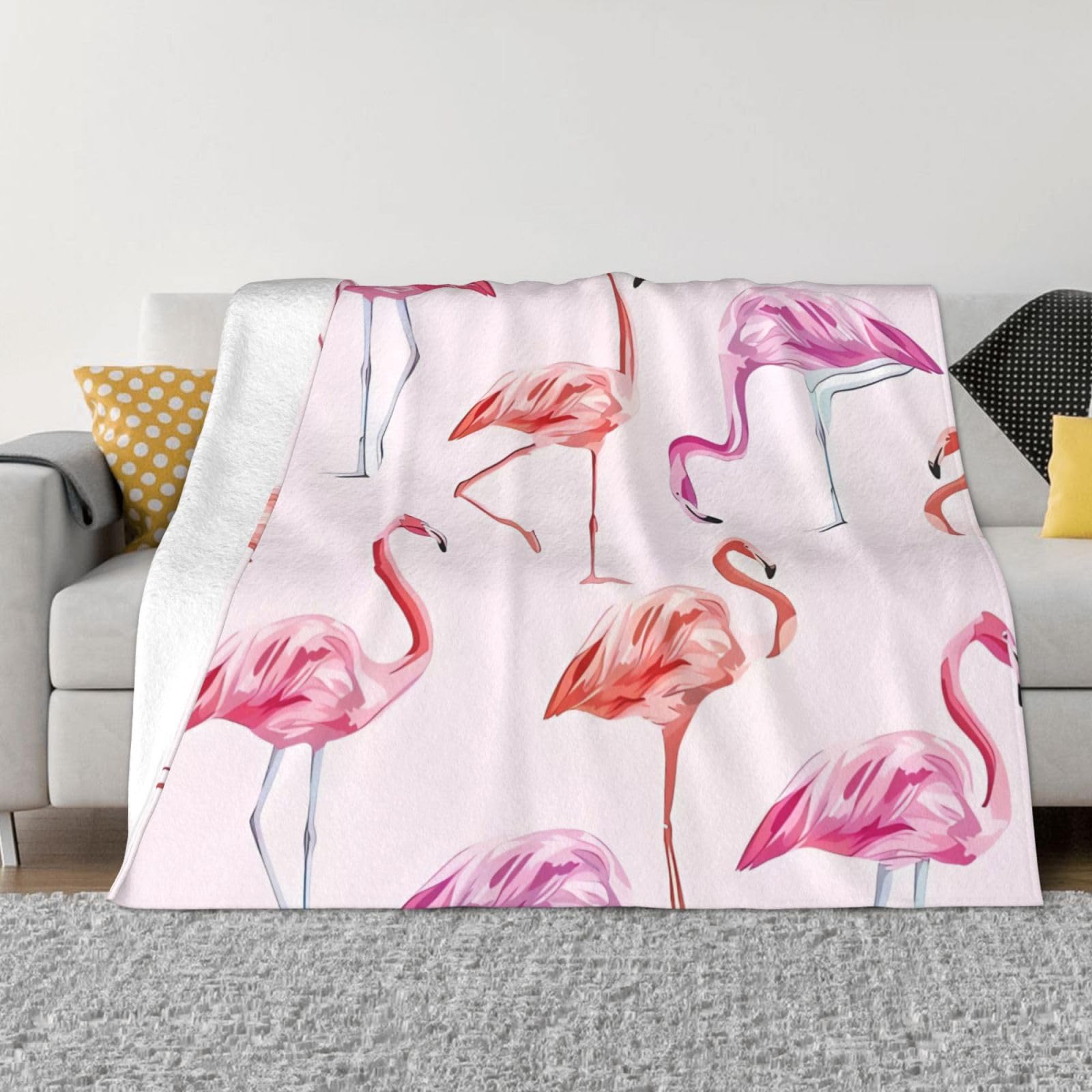 Couverture flamant rose anti-boulochage en flanelle chaude et ultra douce