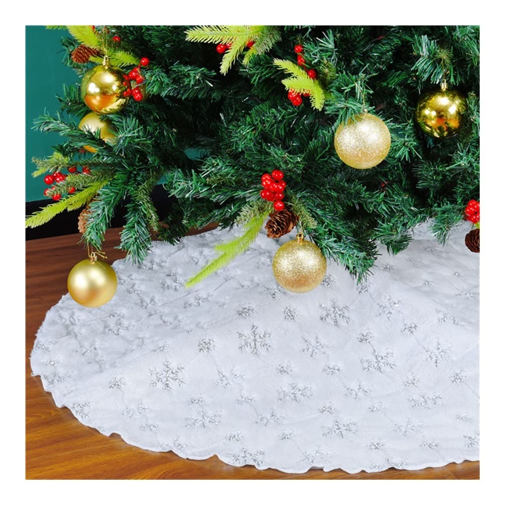 Gonna Per Albero Di Natale 122 Cm | Pelliccia Bianca Con Paillettes Argento | Facile Installazione | Riutilizzabile - Foto 12