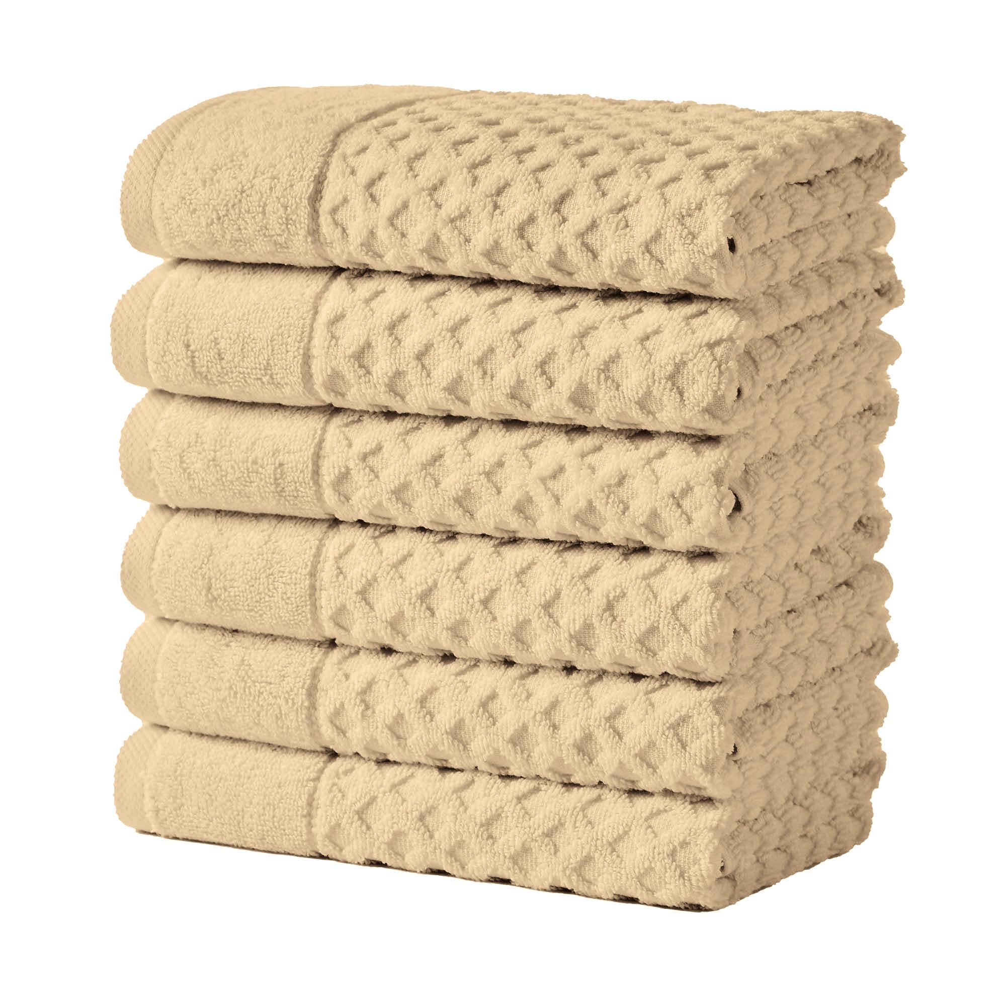 Great Bay Home Hand Towels - 100% Cotton 6 Pack 26x16 Hand Towel Set - Absorbent, Durable, Quick-Dry Towels for Bathroom (Oatmeal)