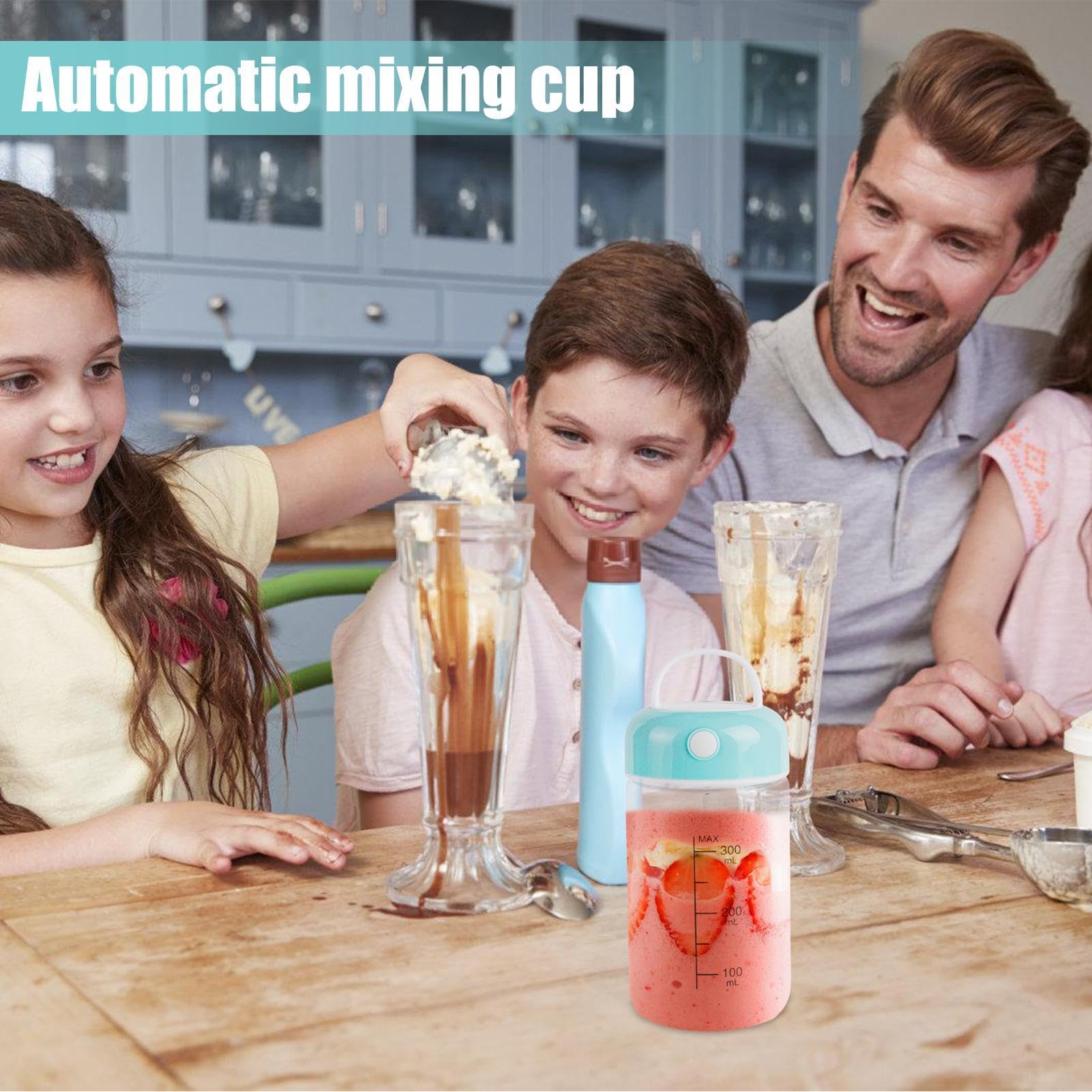 Protein Shaker Bottle - Electric Mixing Cup, Protein Shake Blender, Quiet & Powerful Shaker Mug | 380ml Portable Blender Bottlee With Handle, Food-Grade Stirring Mug For Coffee, Cereal, And Smoothies