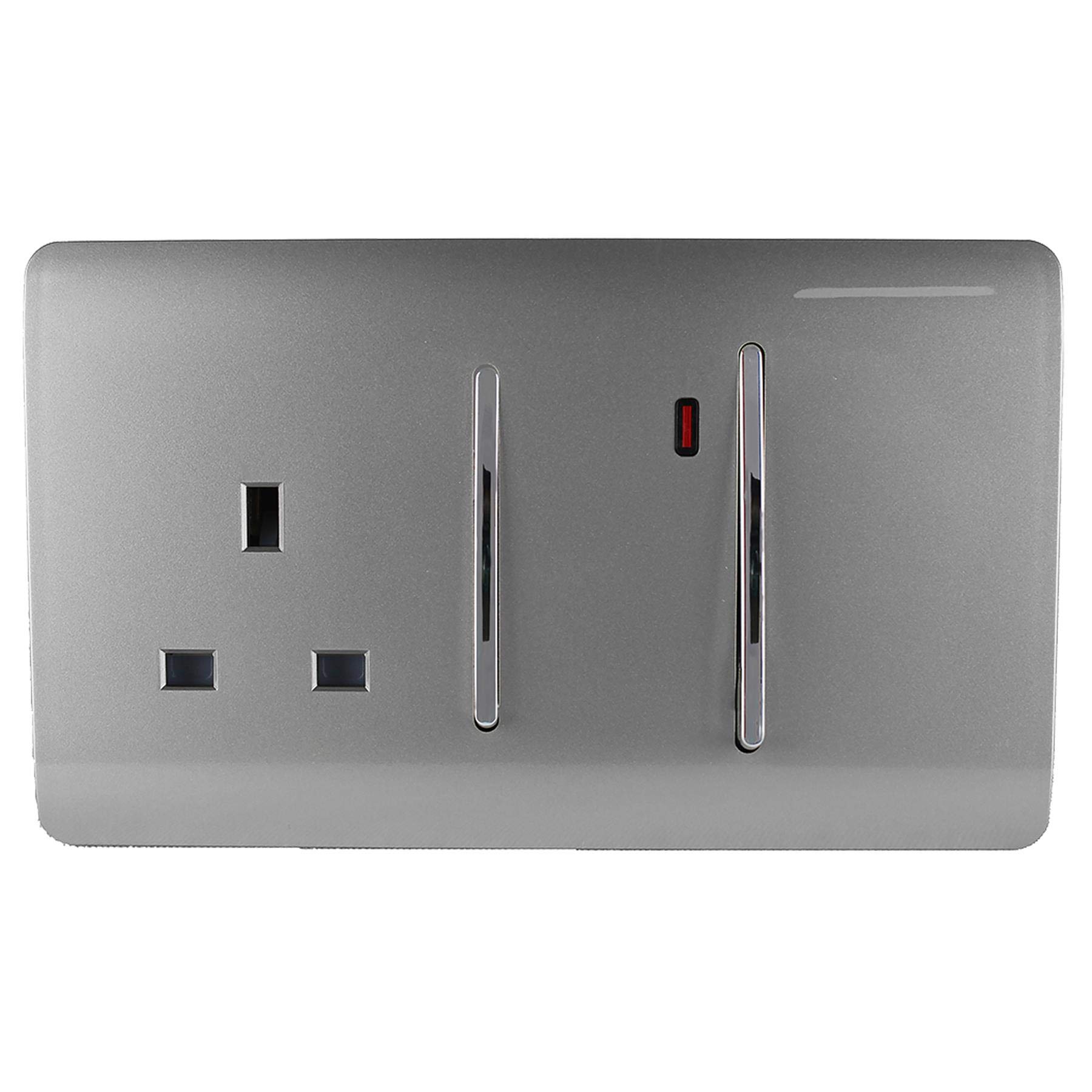 Trendi Switch Trendi 45 A Cooker Switch & Plug Socket Inc Neon Insert Light Grey