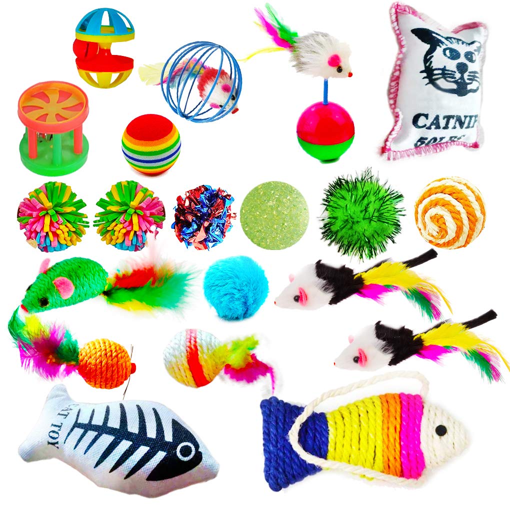 Buy Meric Cat Toy Variety Pack, Activity Set of Mylar Balls, Chew Toys