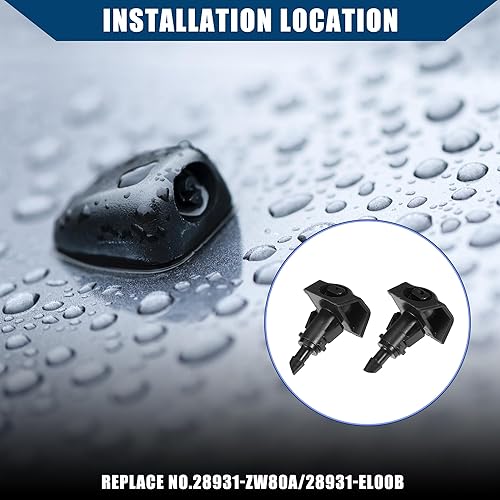 Miniatura 2 de Hihaha No.28931-ZW80A - Boquilla para limpiaparabrisas para Nissan Versa 2009-2012, boquilla rociadora de limpiaparabrisas, duradera, ABS, 2 piezas,