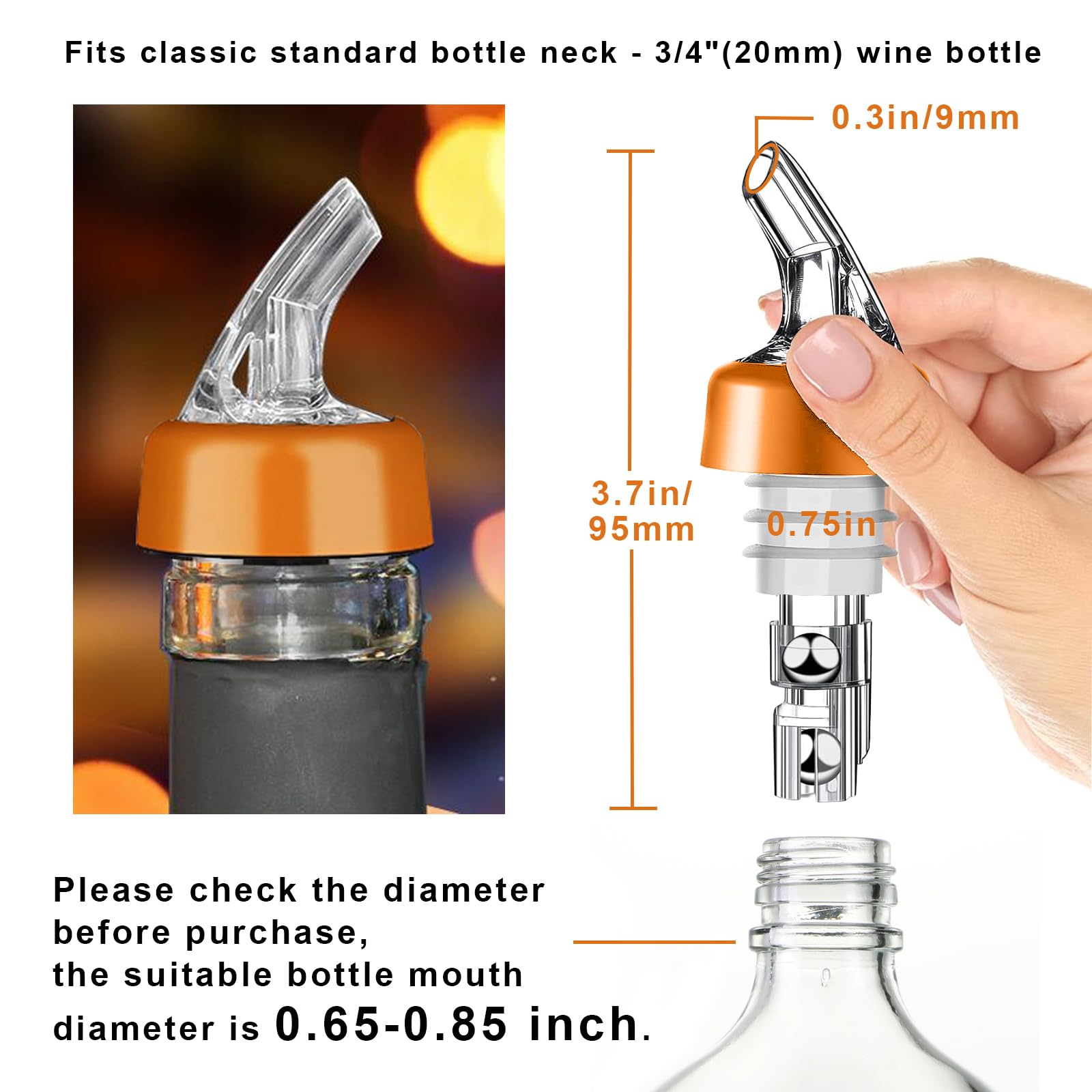 12-PCS-2 Ounce  White Automatic Measure Pourer Drinks Wine Cocktail Dispenser Portion Control Bar Tools Measured Quick Shot Spirit Liquor Pourers Stop