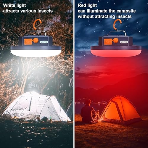 Miniatura 3 de Lámpara de campamento a prueba de insectos de luz roja 2025, 10000 mAh, recargable, 3000 lúmenes, luz de campamento, 6500 K, 24 horas de tiempo de