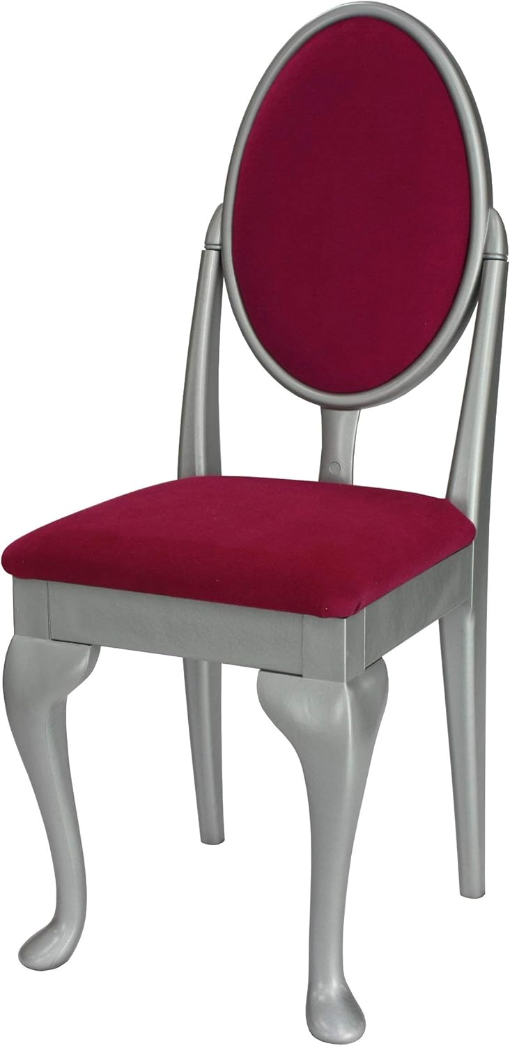 Silver Dressing Table/Bedroom Chair with Queen Anne Legs and Pale Green