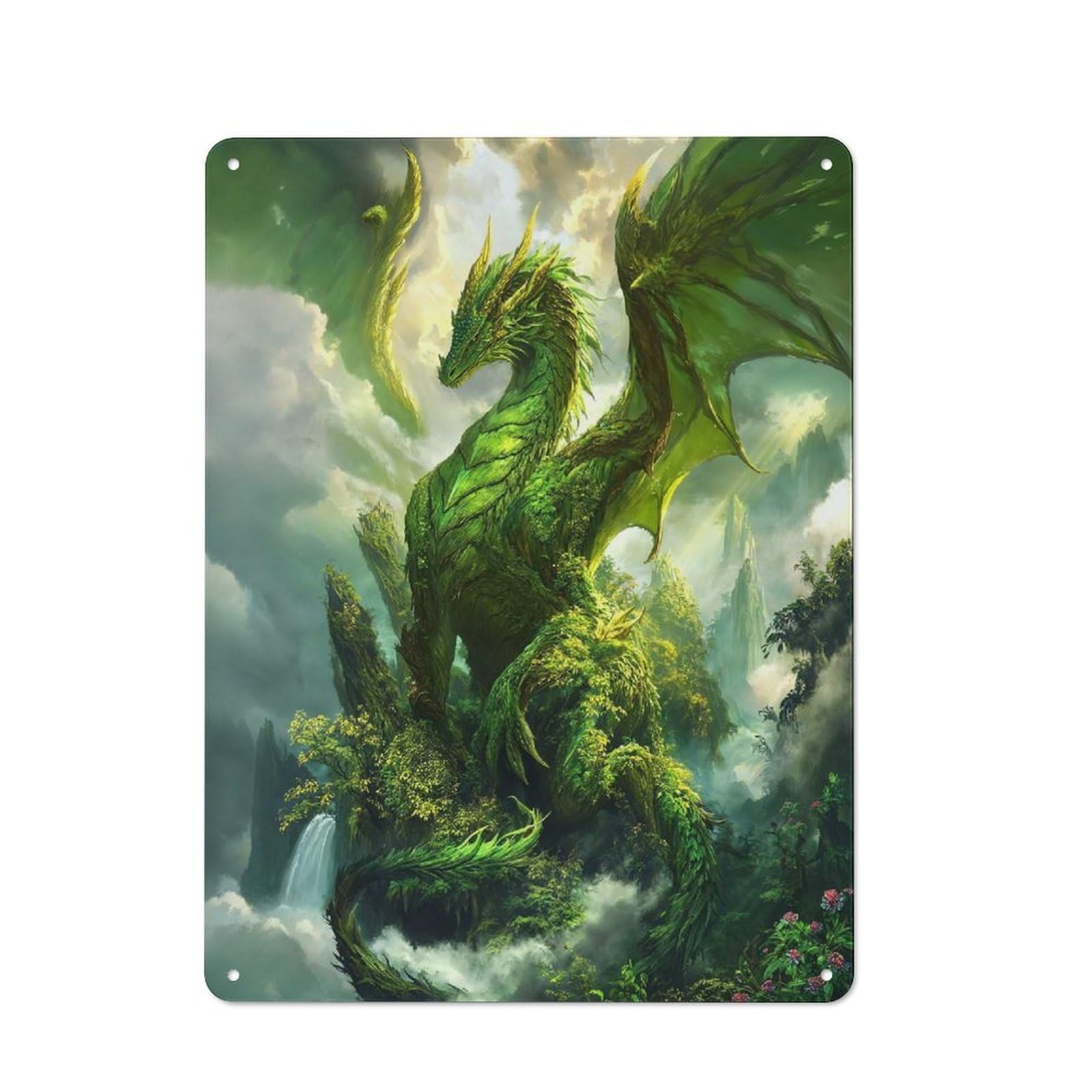Junmoney Emerald Dragon Sovereign Vintage Tin Sign 40X30cm With For Kitchen Or Home Bar, For Retro Home Interiors, For Cafés, Pubs And Restaurants