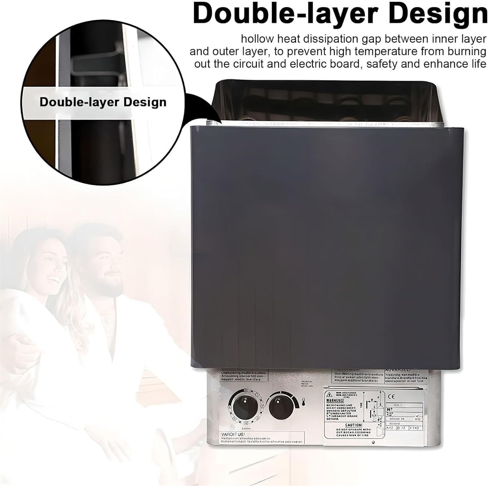 Poêle De Sauna électrique pour Sauna Sec Et Humide, avec Commandes Intégrées, en Acier Inoxydable, Idéal pour La Maison, Le Spa Et L'hôtel 6KW