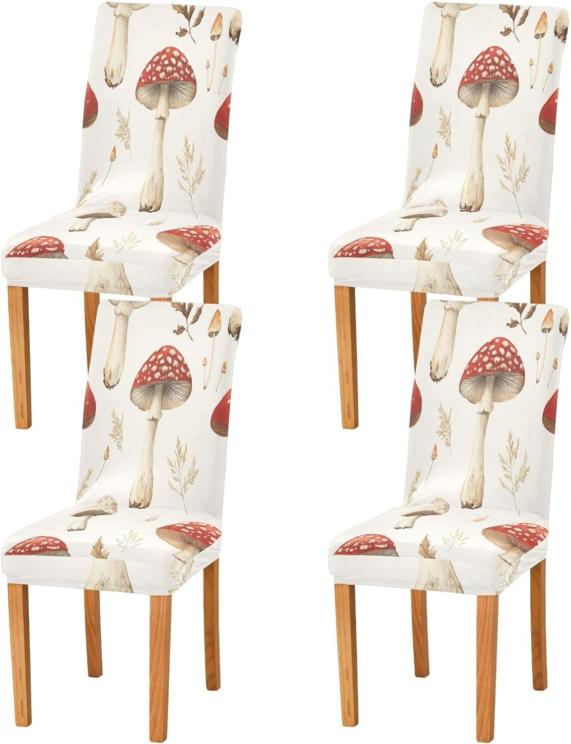 ALAZA Chair Covers for Dining Room, Vintage Mushroom Stretch Chair Cover Sets Chair Protector Removable Washable for Ktichen Restaurant Hotel