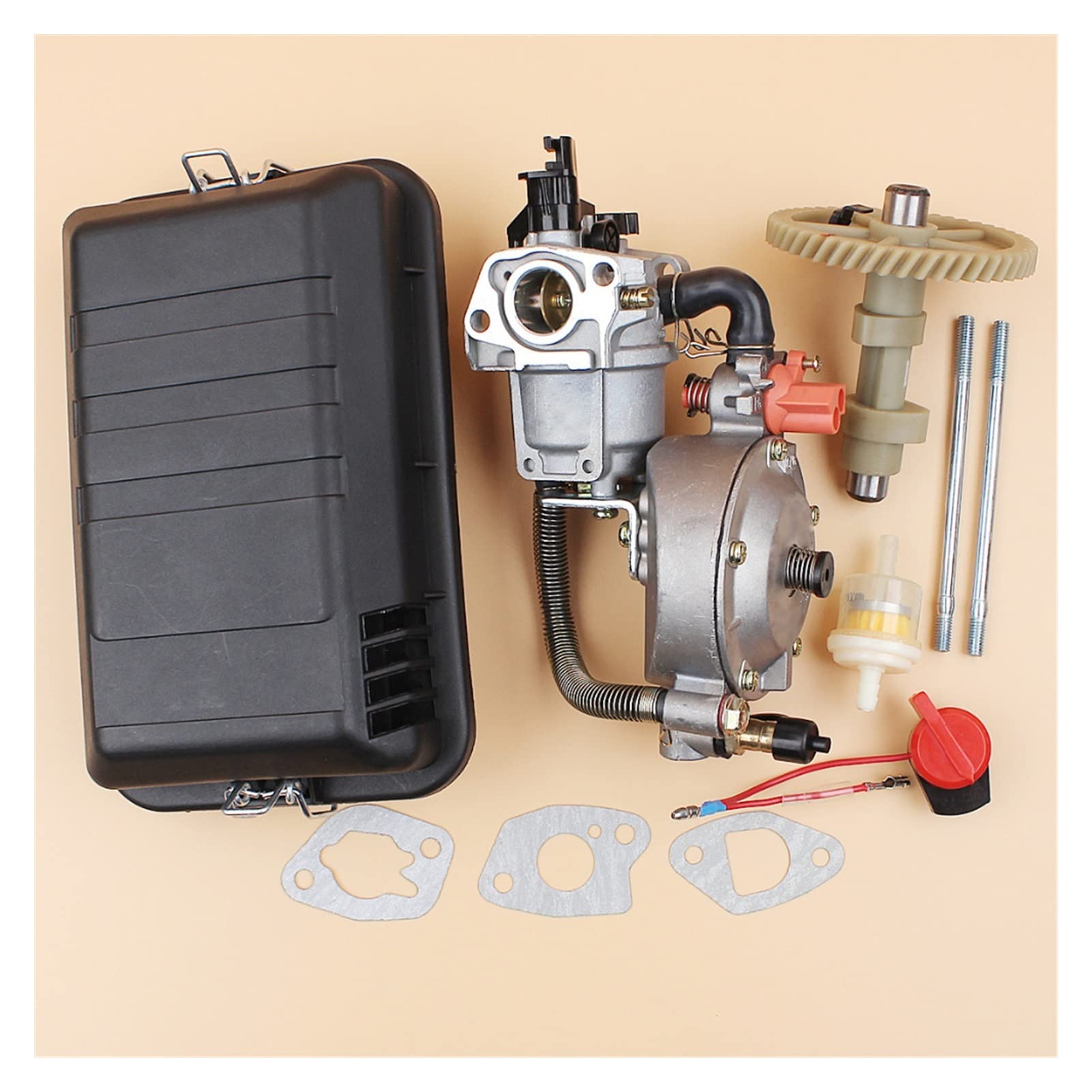 Repuestos para herramientas eléctricas de exterior Gas Carburetor Bolt Filtro de aire Carcasa Juego de árbol de levas Ajuste GX160 GX200 168F 5.5HP 6.5HP Piezas del generador de gasolina del motor Pie