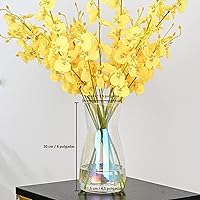 Vista 4 de Floreros de cristal iridiscente de 8 pulgadas para centro de mesa, decoración de escritorio interior del hogar, jarrón moderno estilo bohemio